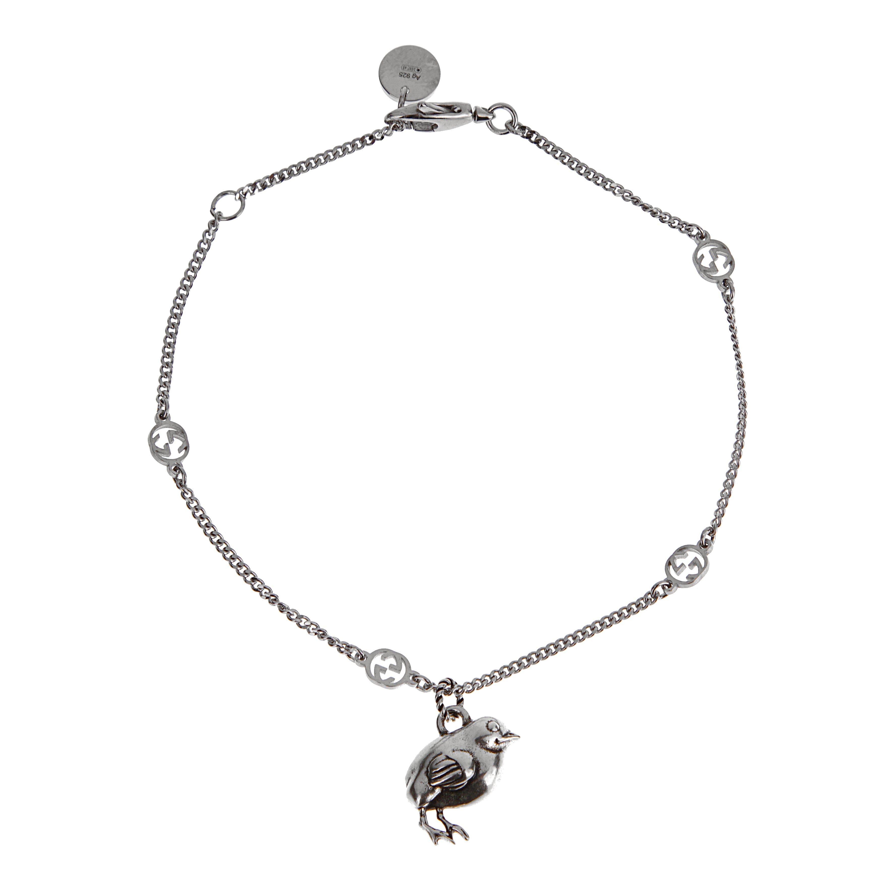 Gucci Sterling Silver Chick Charm Bracelet 7"