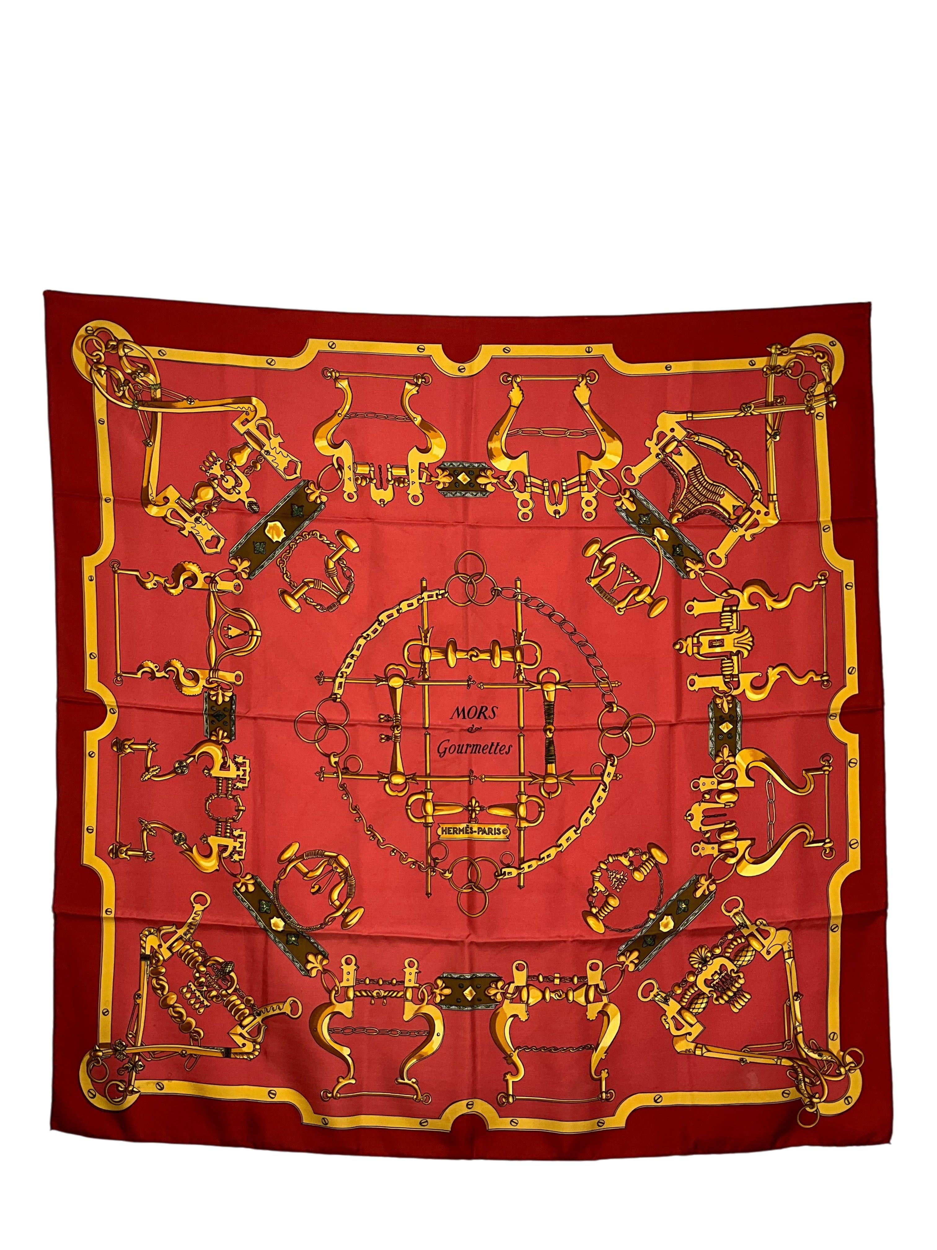 Hermes Mors et Gourmettes Silk Scarf 90