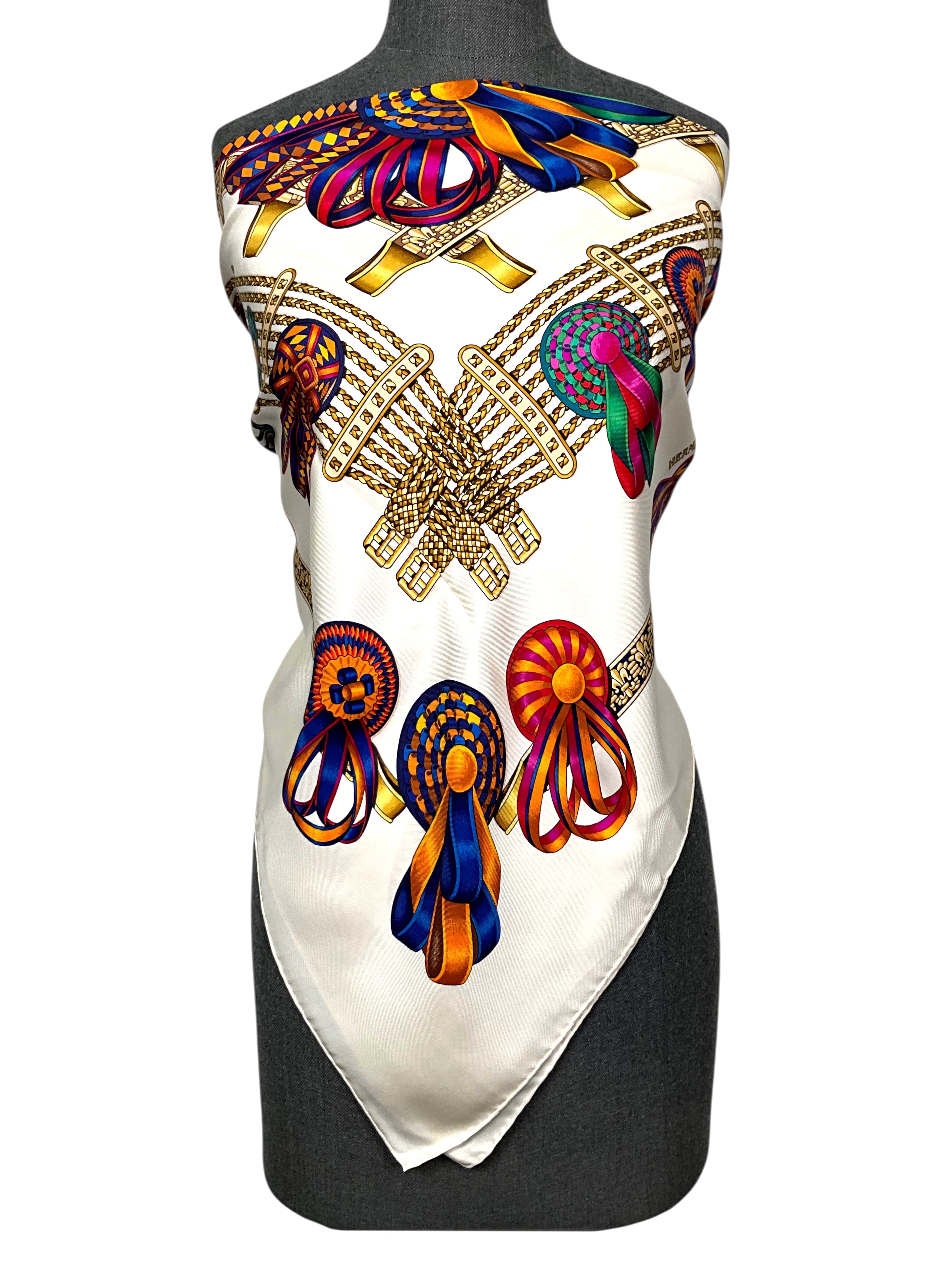 HERMES Les Rubans Du Cheval Silk Scarf 90