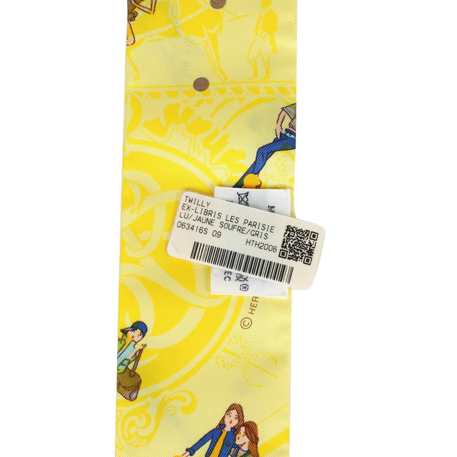 Hermes Ex - Libris Les Parisie Jaune Soufre and Gris Silk Twilly