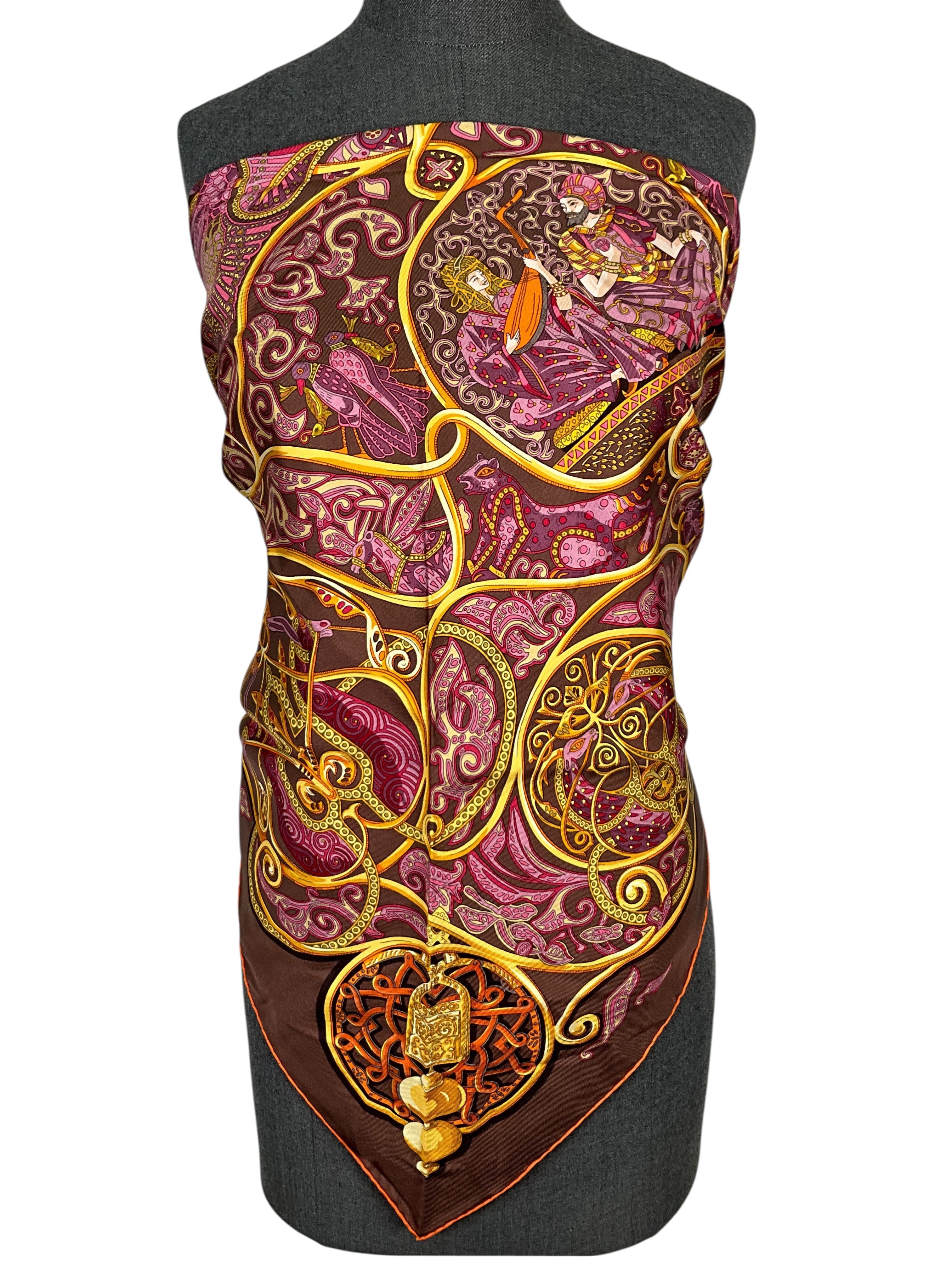 Hermes La Charmante Aux Animaux Silk Scarf 90
