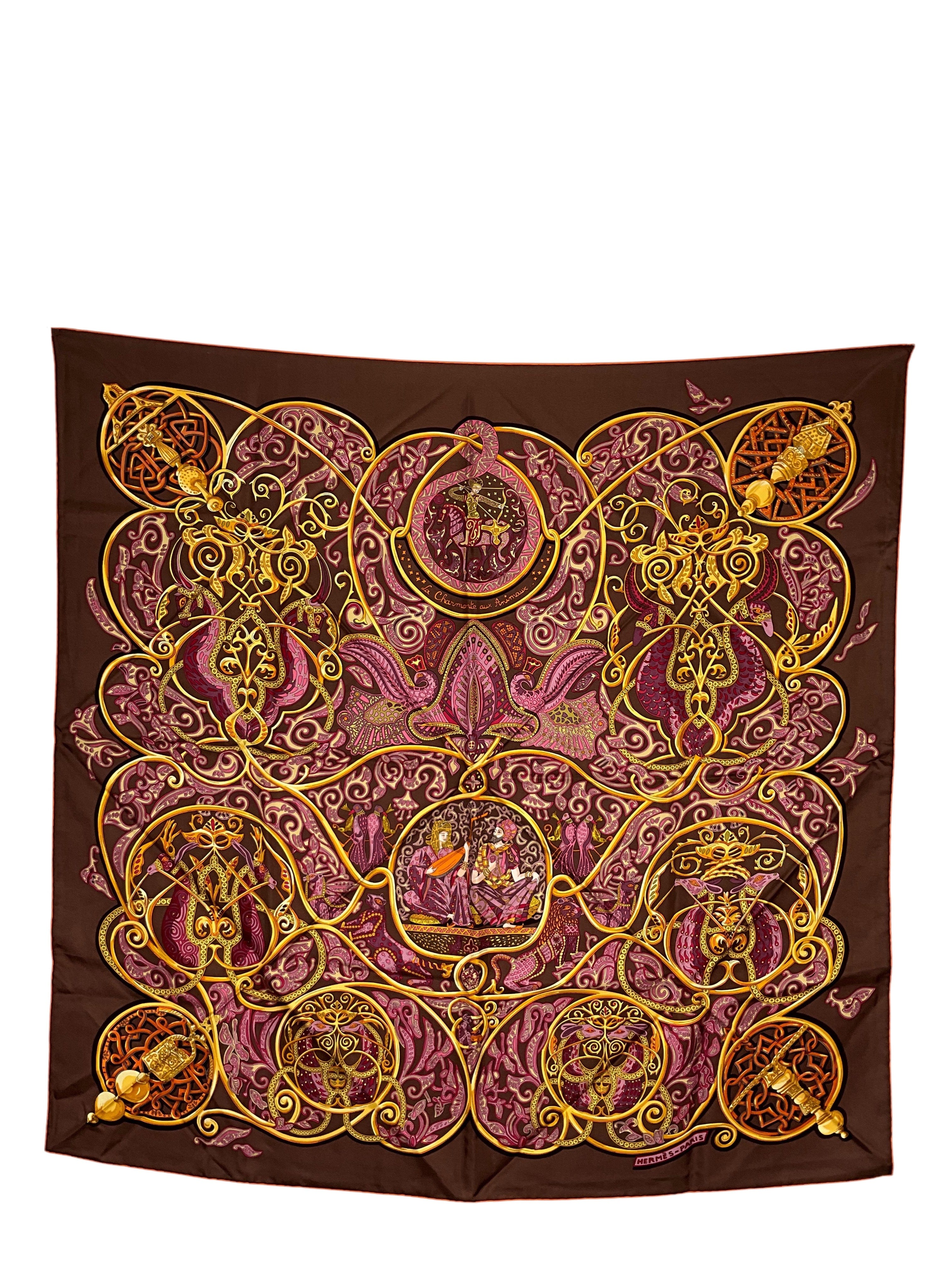 Hermes La Charmante Aux Animaux Silk Scarf 90