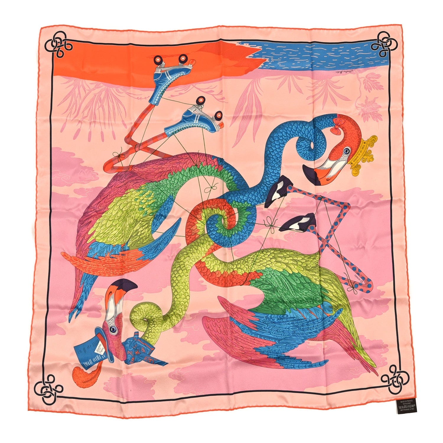 Hermes Silk Tied Up In Knots Scarf 70 Rose Bleu Multicolor