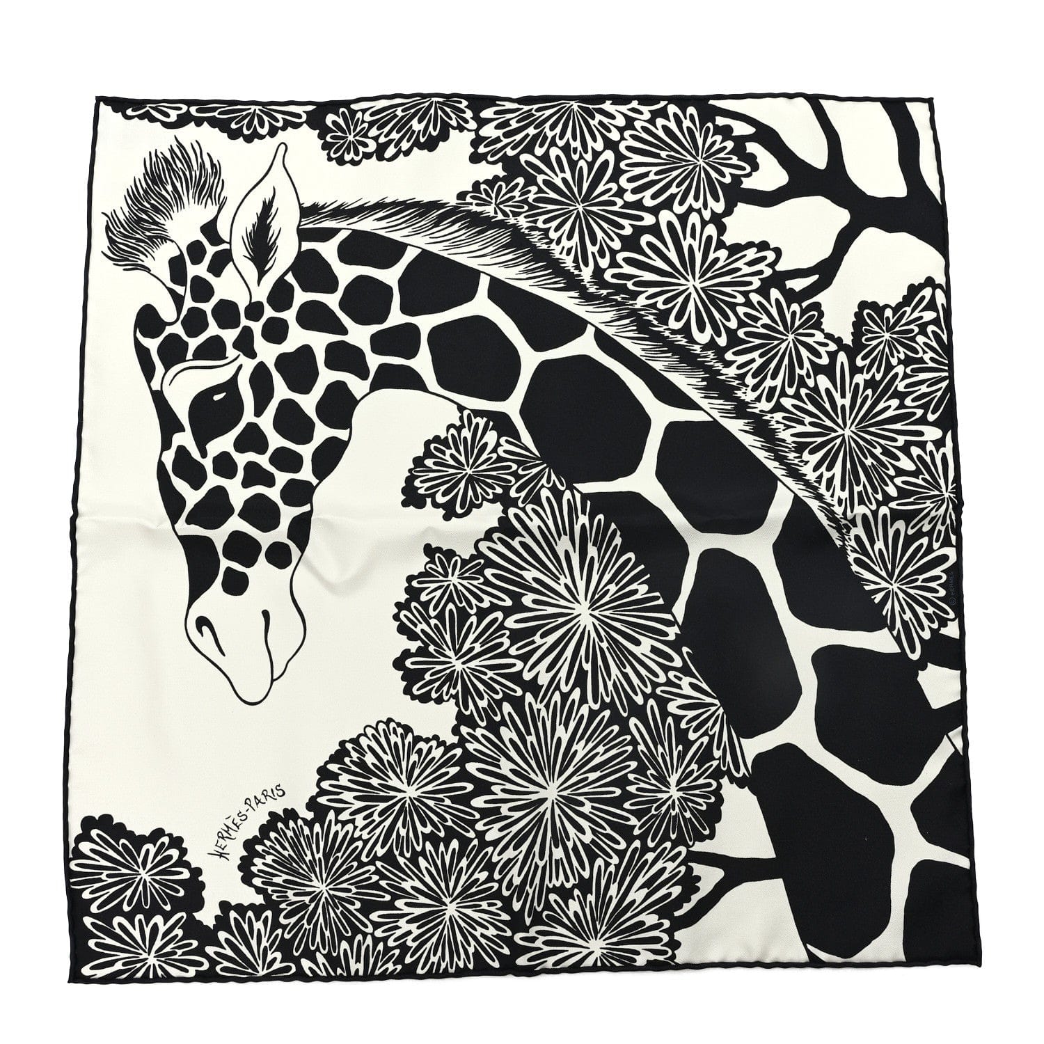 Hermes Silk The Three Graces Zoom Scarf 45 Blanc Casse Black