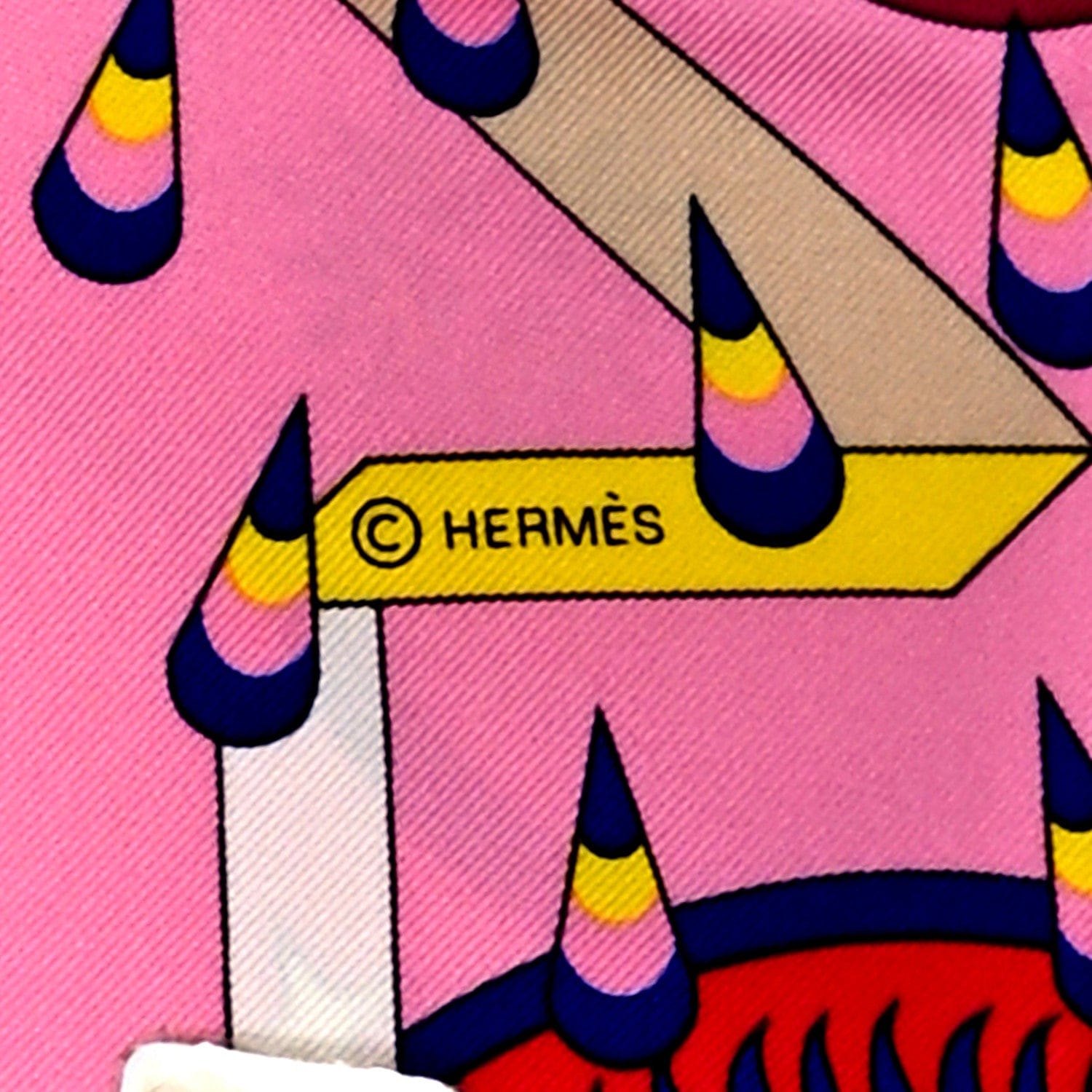 Hermes Silk La Source De Pegase Scarf 90 Rose Jaune Vif Bleu Royal