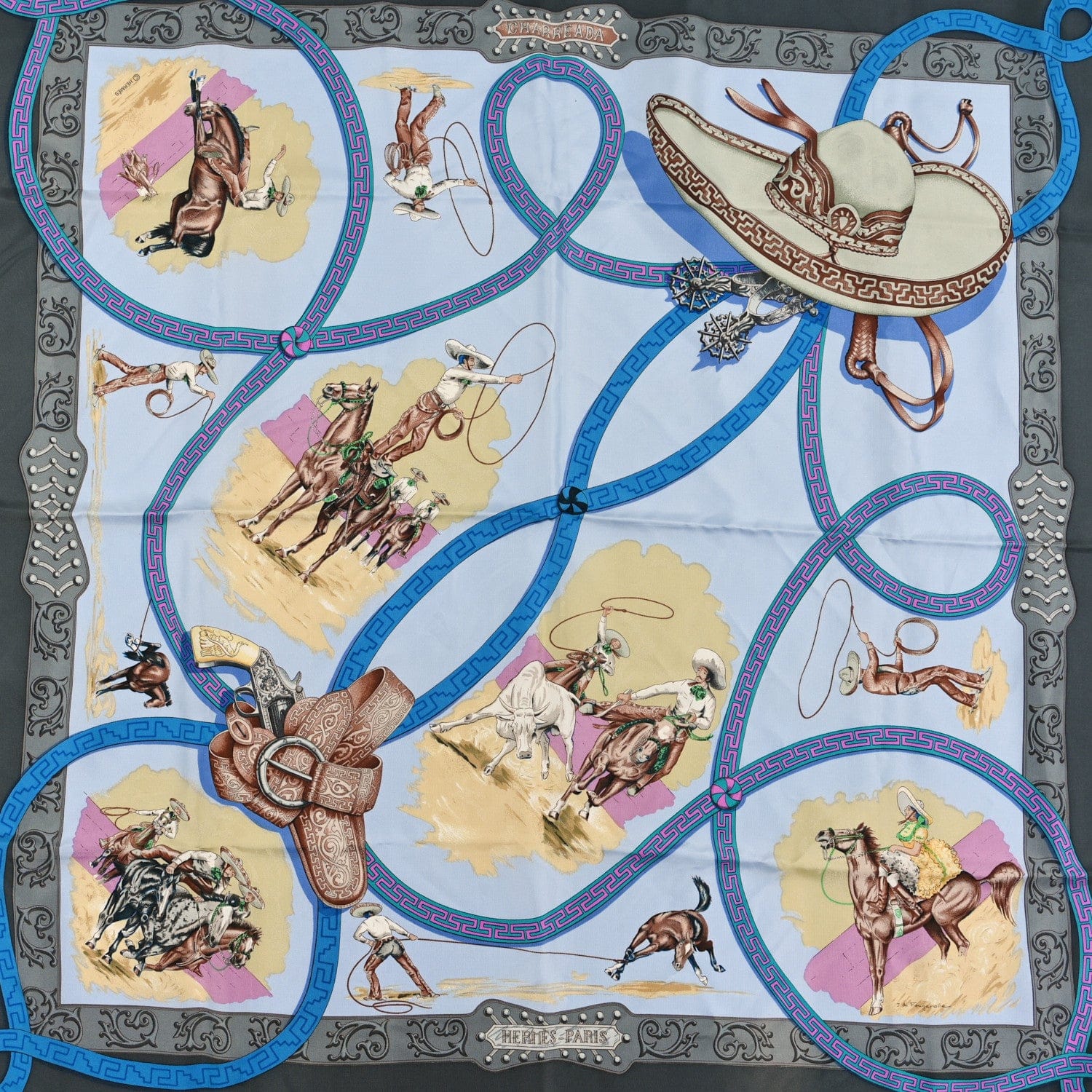 Hermes Silk Charreada Scarf 90