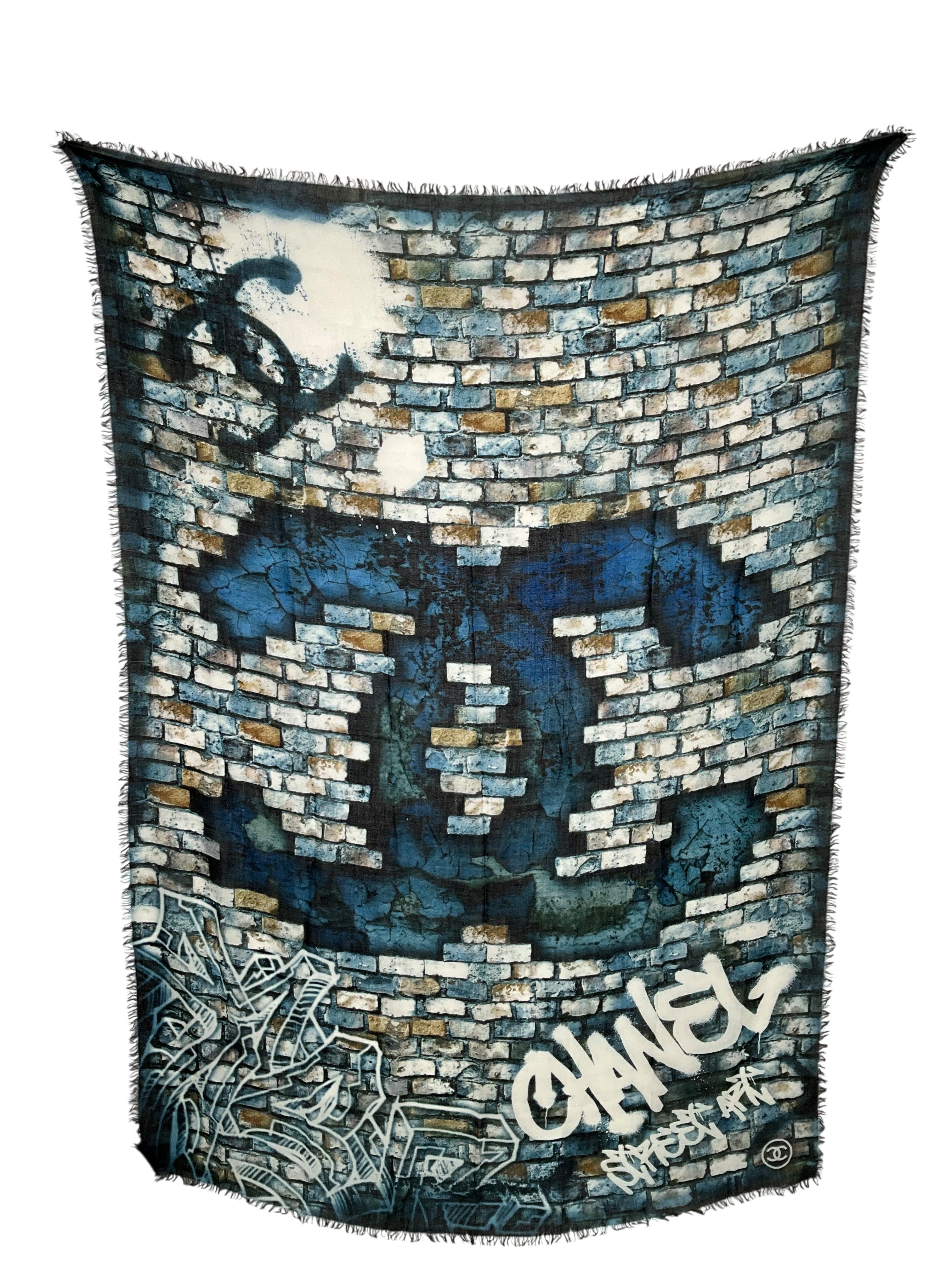 Chanel Graffiti Street Art Printed Cashmere Sheer Shawl
