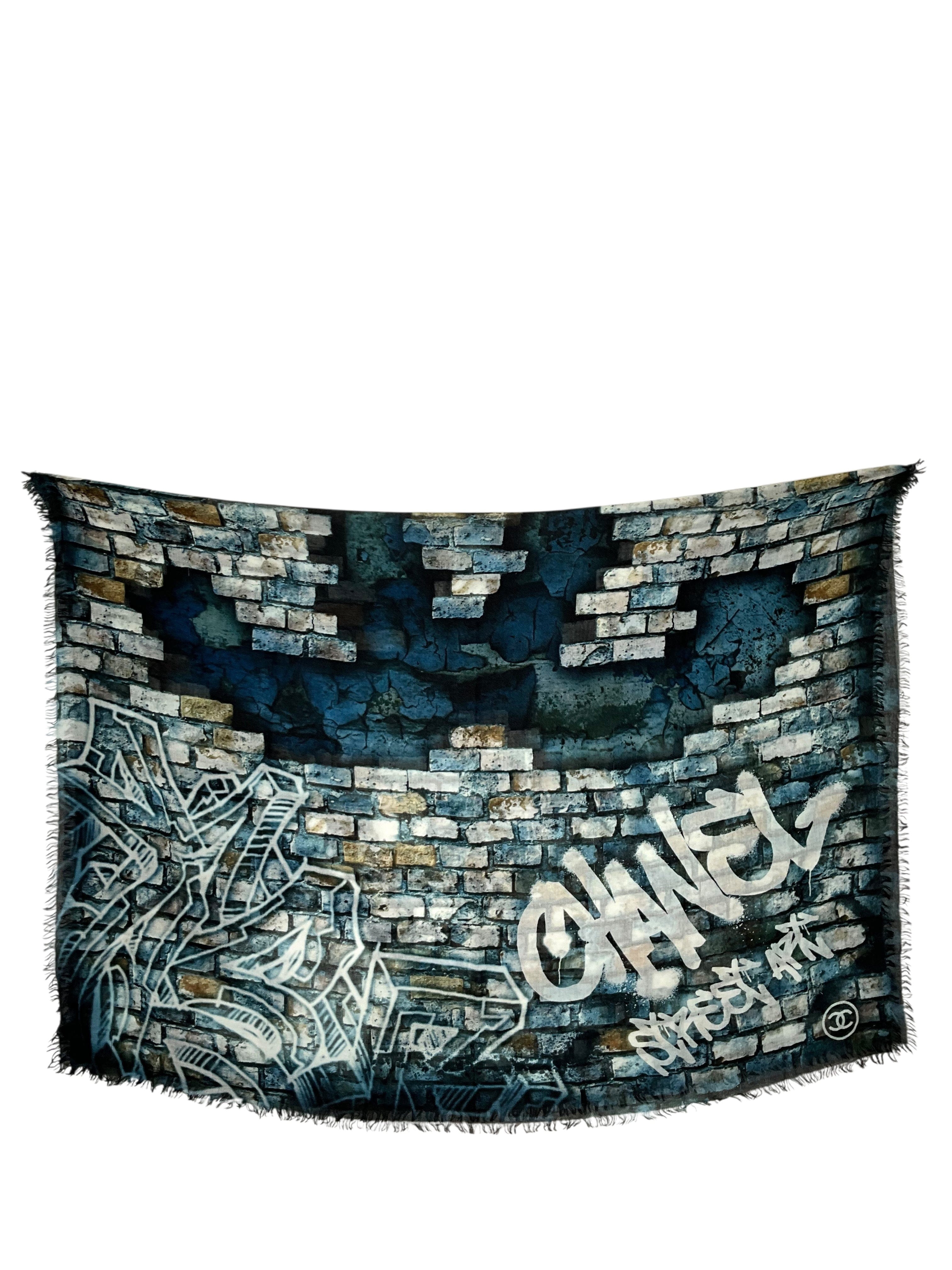 Chanel Graffiti Street Art Printed Cashmere Sheer Shawl