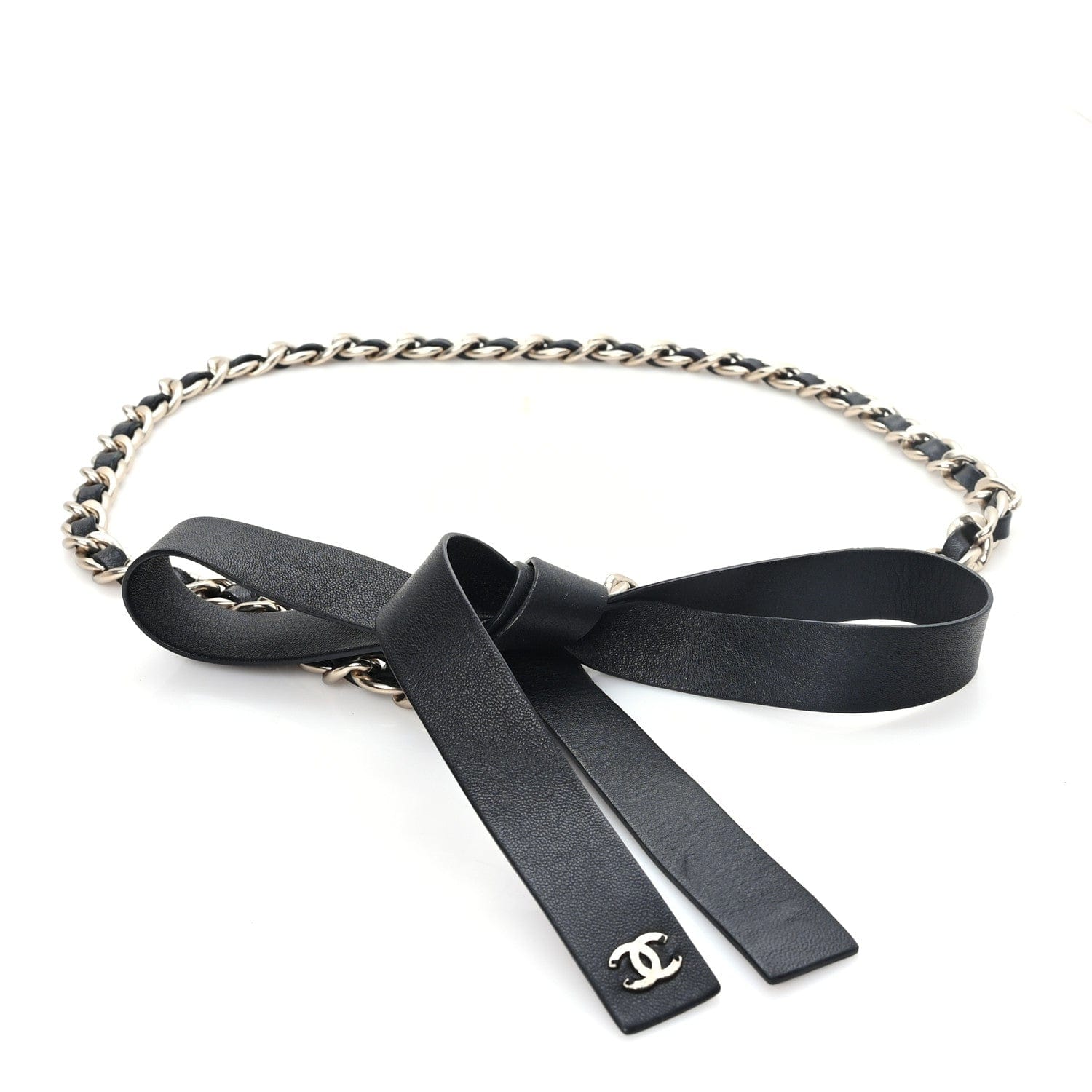 Chanel Lambskin Chain CC Bow Belt M Black