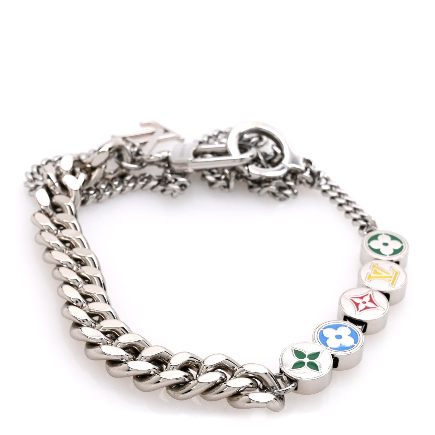 Louis Vuitton Metal Monogram Chain Belt Silver