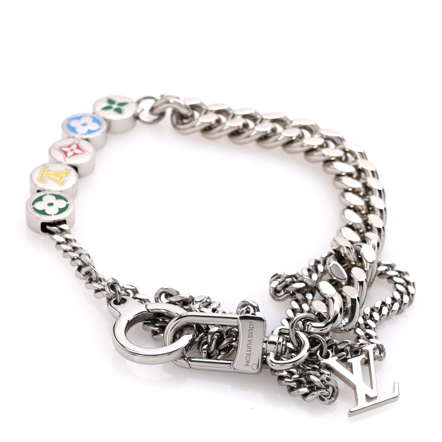 Louis Vuitton Metal Monogram Chain Belt Silver