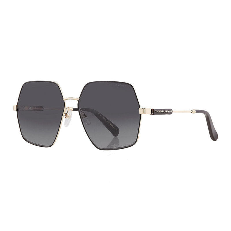 Marc Jacobs Sunglasses Rectangle Full Rim, Gold/Black Frame and Dark Grey Gradient Lens MARC575/S0RHL9O