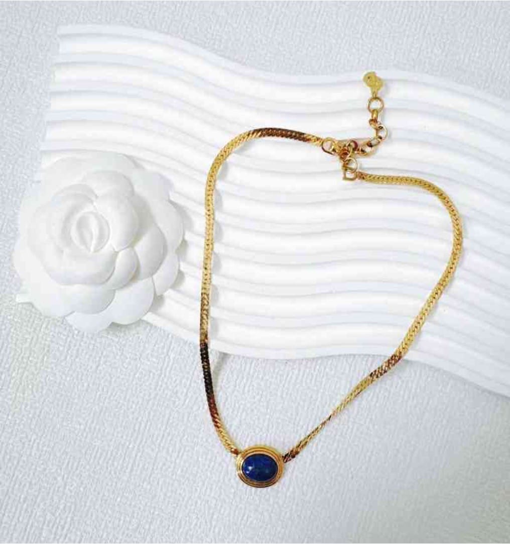 Dior Lapis Lazuli Round Necklace LZ406305