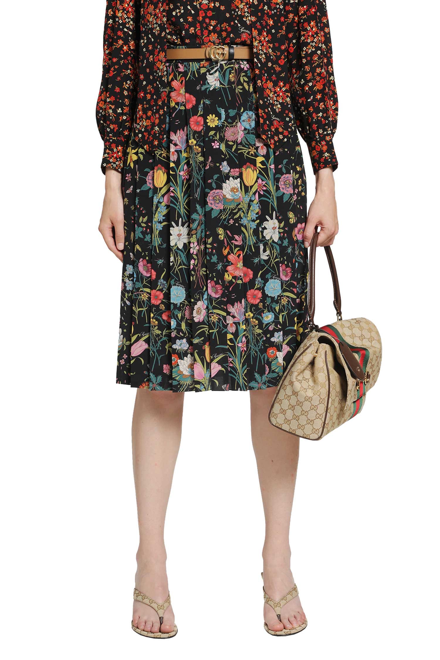 Gucci Printed Silk Midi Skirt