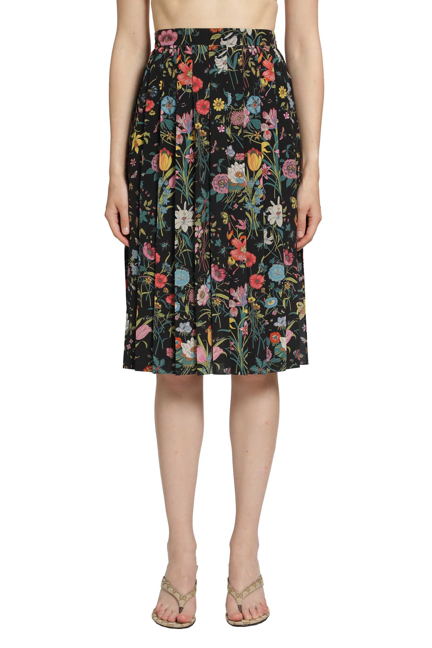 Gucci Printed Silk Midi Skirt
