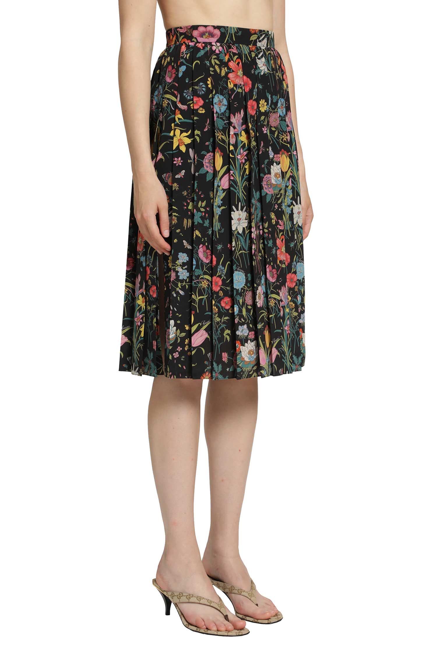 Gucci Printed Silk Midi Skirt