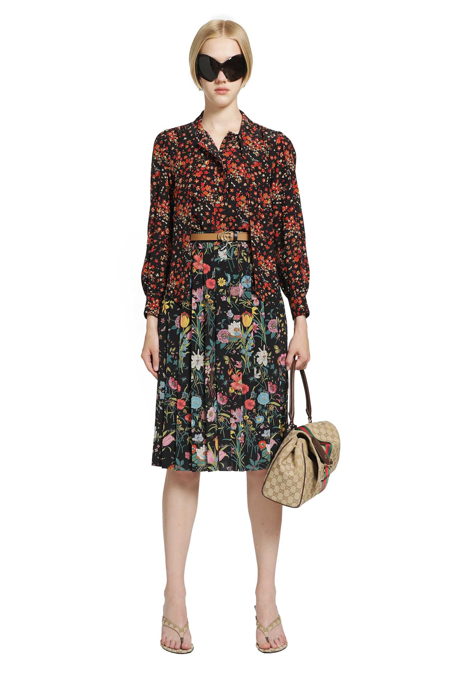 Gucci Printed Silk Midi Skirt