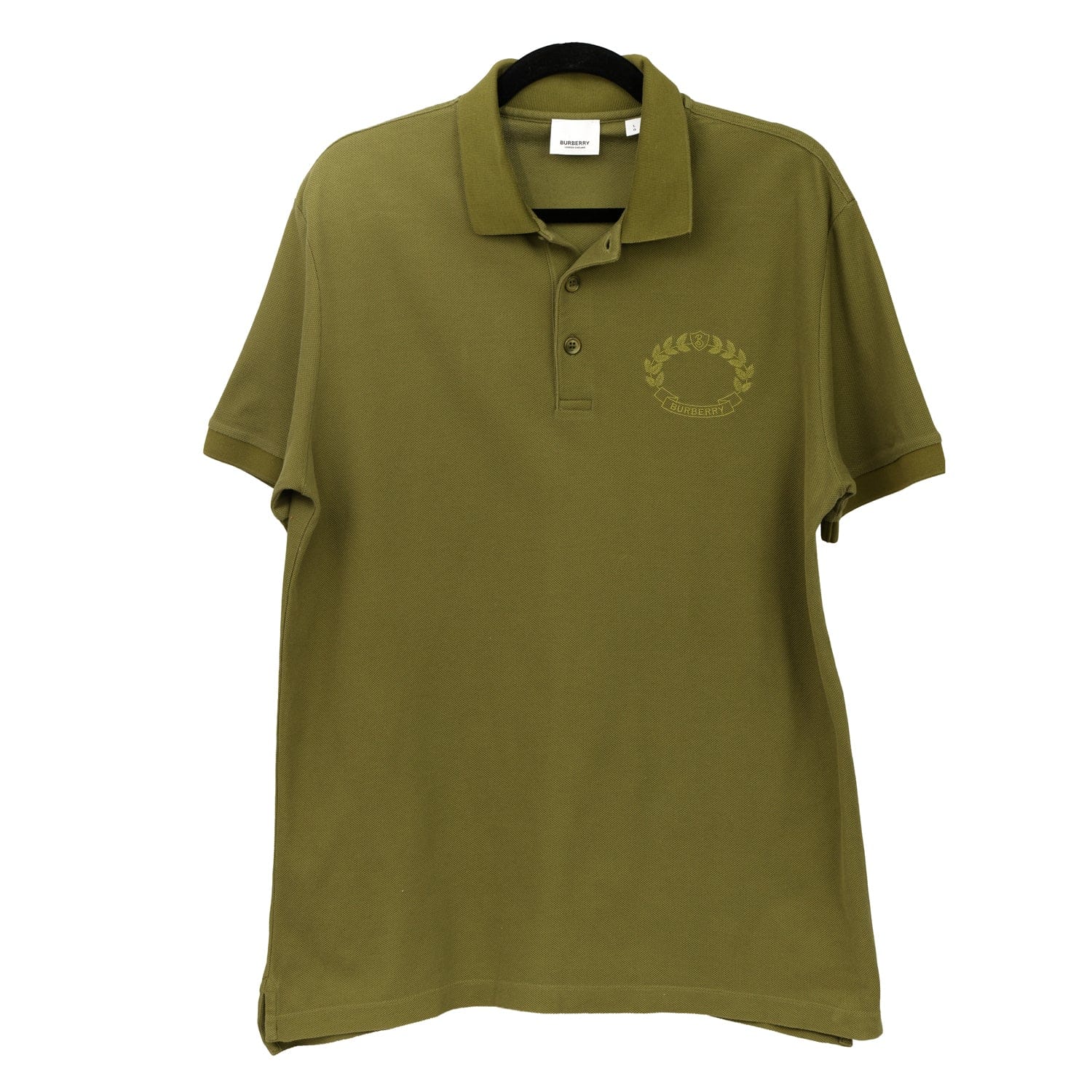BURBERRY SIZE L TEXTURED DELICATE EMBROIDERED LOGO T - SHIRT