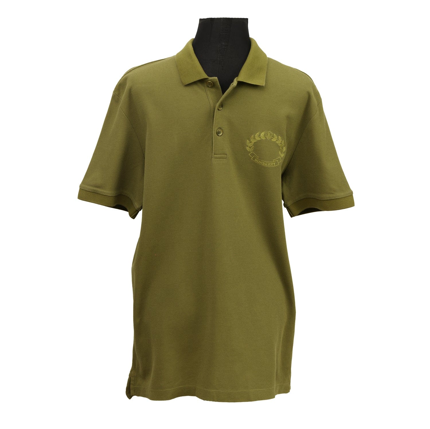 BURBERRY SIZE L TEXTURED DELICATE EMBROIDERED LOGO T - SHIRT