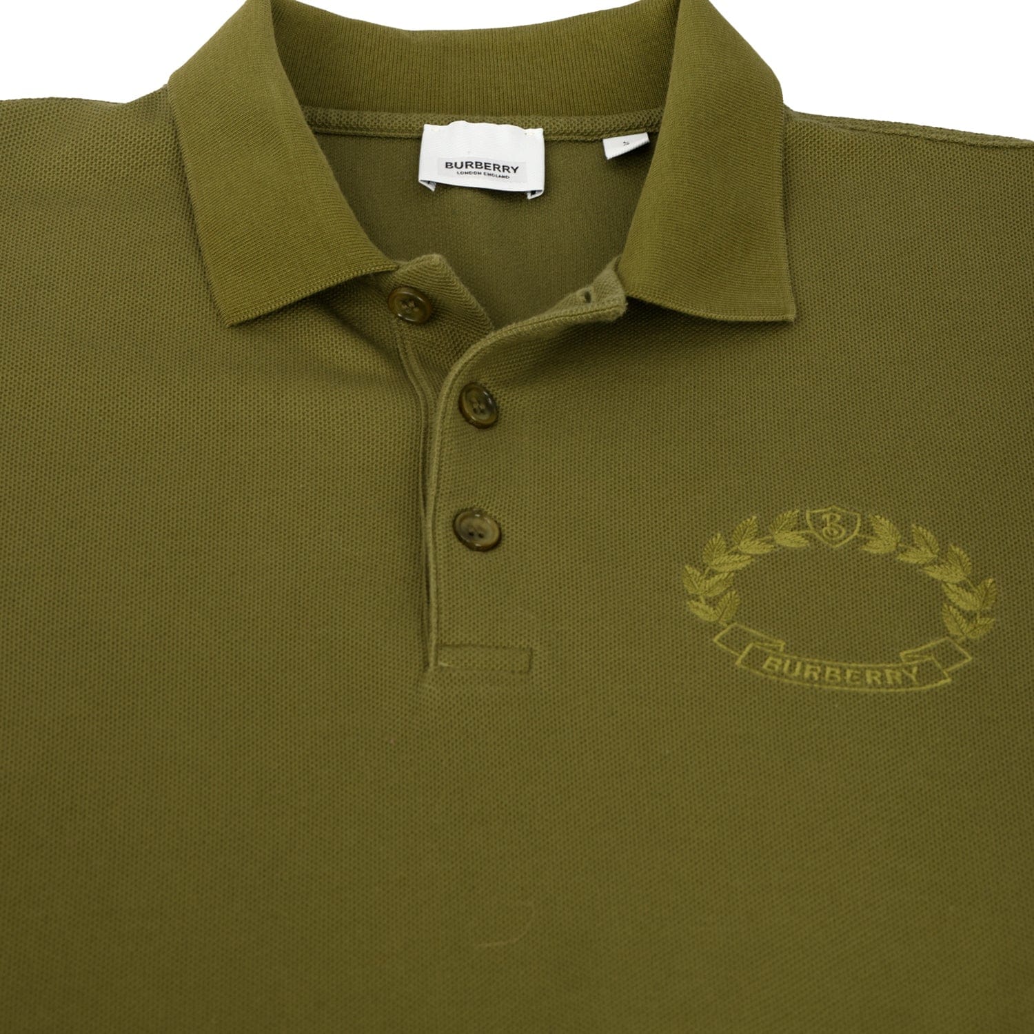 BURBERRY SIZE L TEXTURED DELICATE EMBROIDERED LOGO T - SHIRT