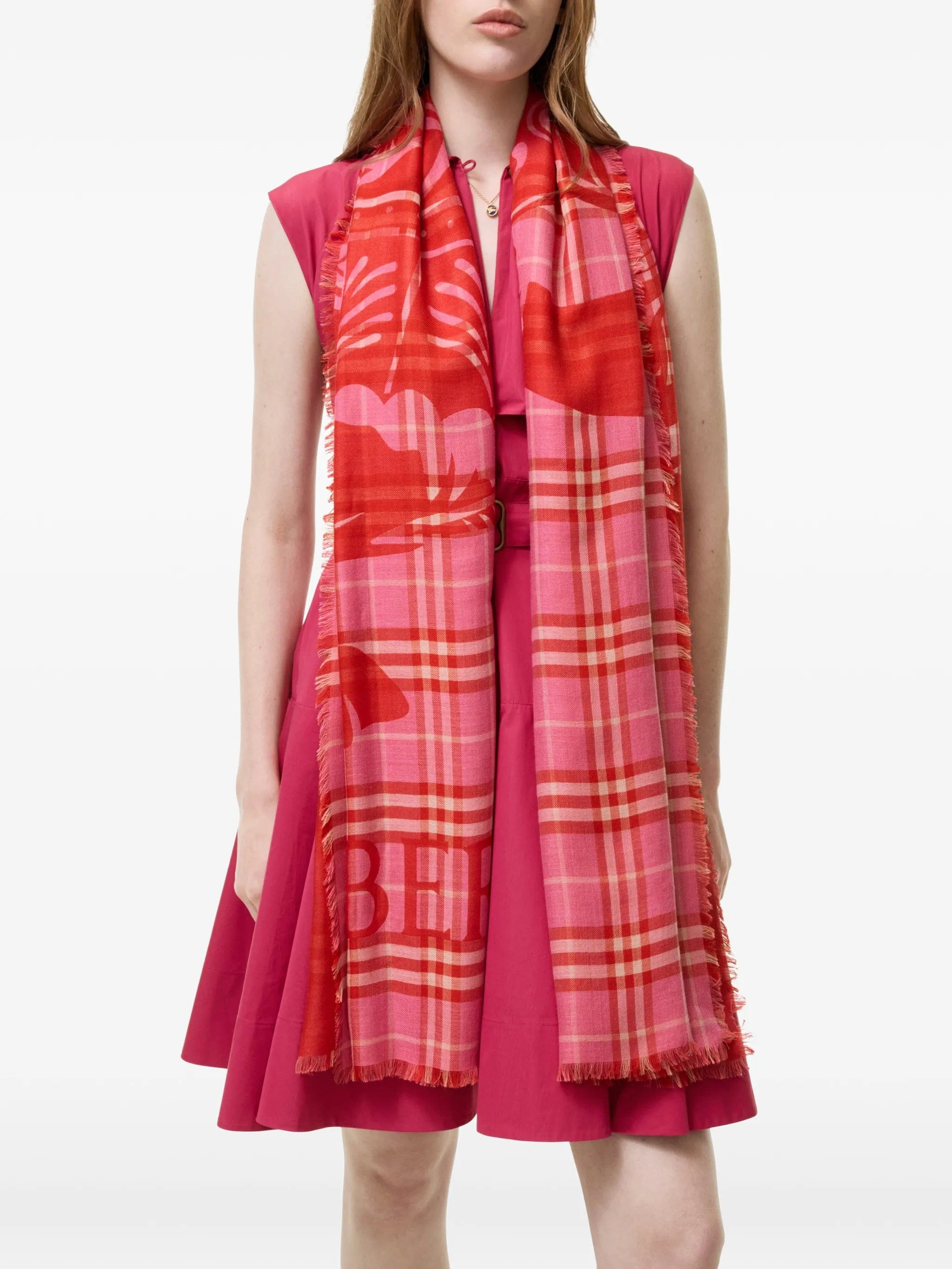 Burberry wide Knight Check wool silk scarf