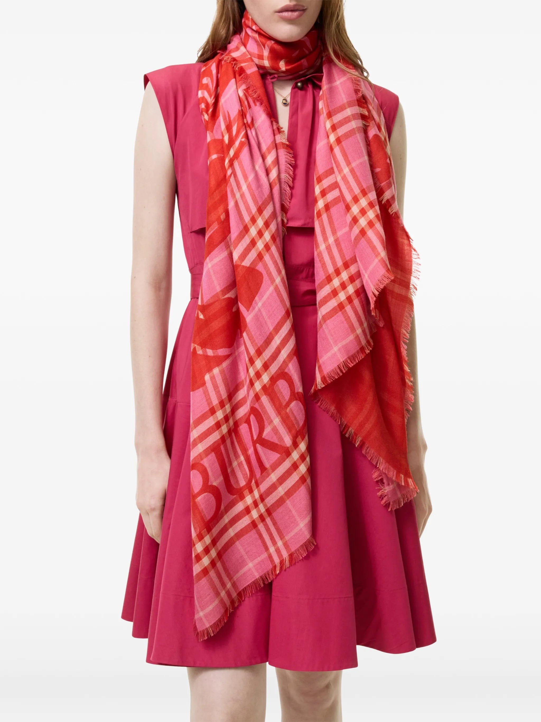 Burberry wide Knight Check wool silk scarf