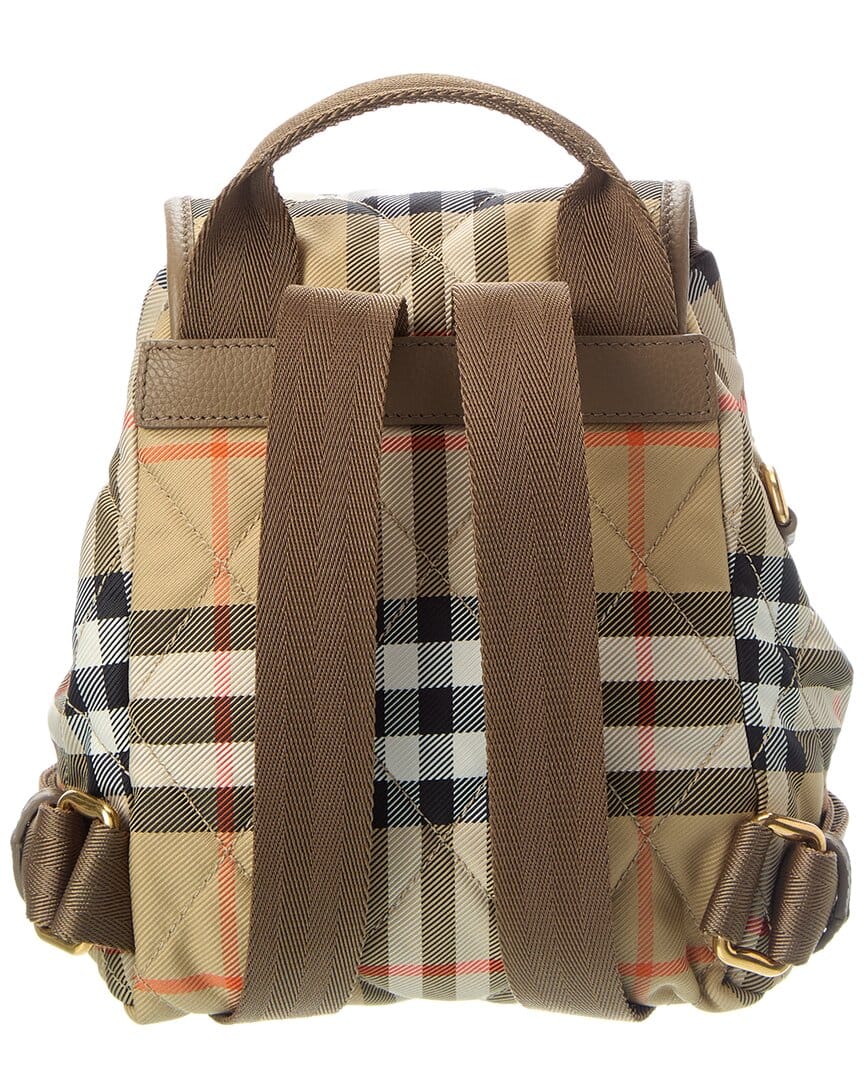 Burberry Horseshoe Mini Check Canvas & Leather Backpack