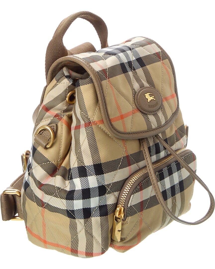 Burberry Horseshoe Mini Check Canvas & Leather Backpack