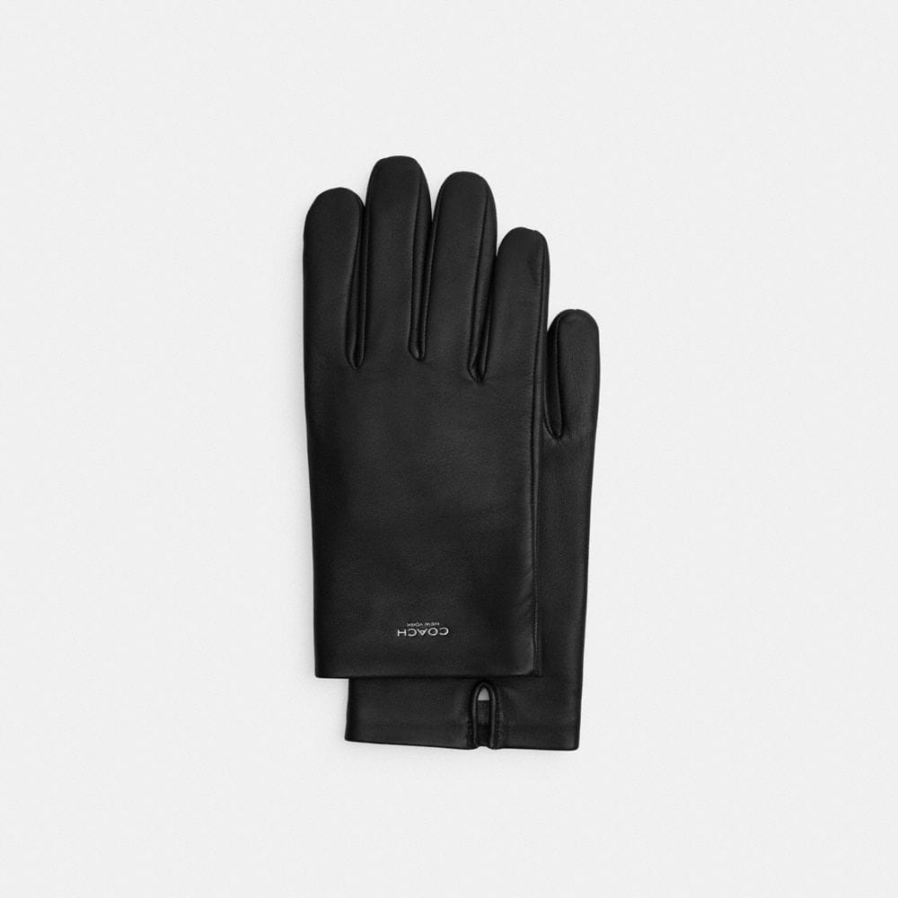 Coach Men's Leather Tech Gloves Black