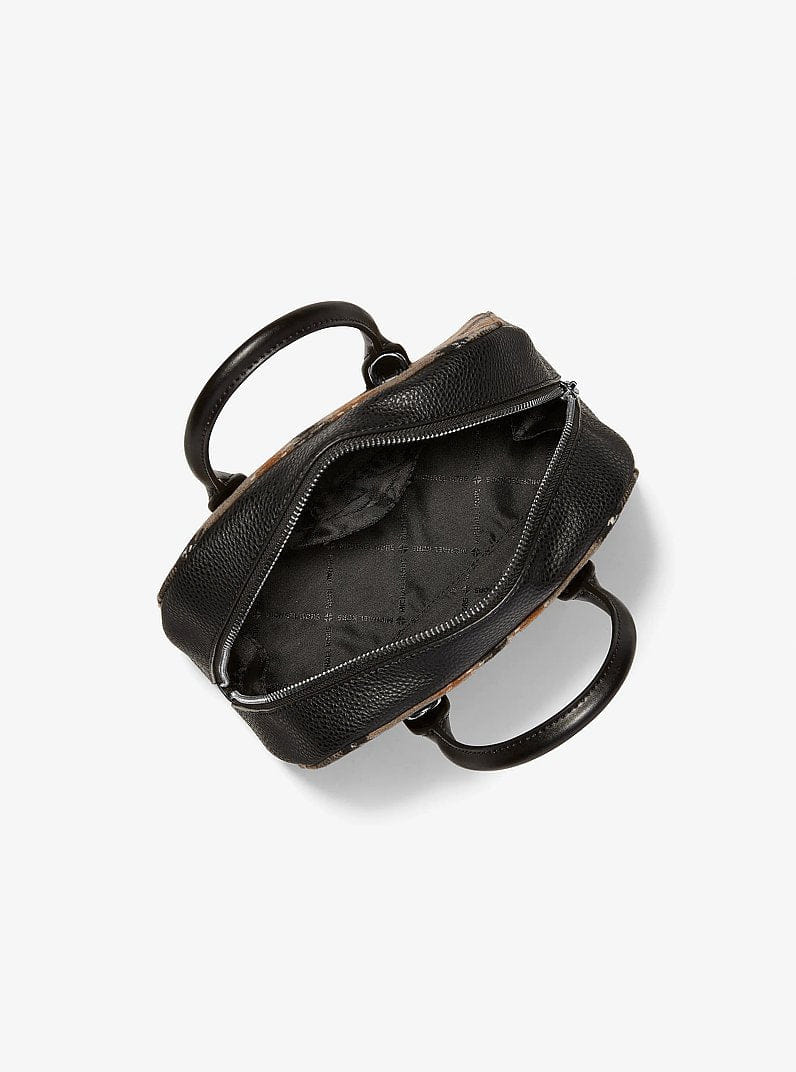 Michael Kors Ashton Small Plaid Print Wool Blend Messenger Bag Black