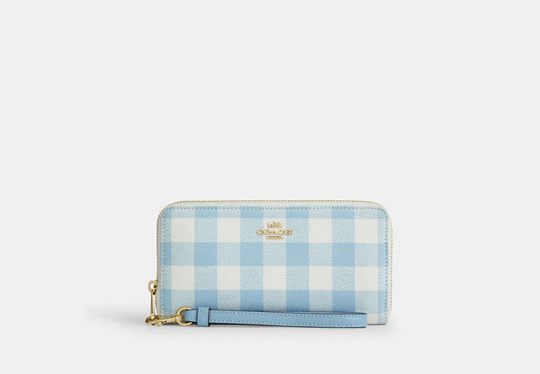 Coach Long Zip Around Wallet With Gingham Print