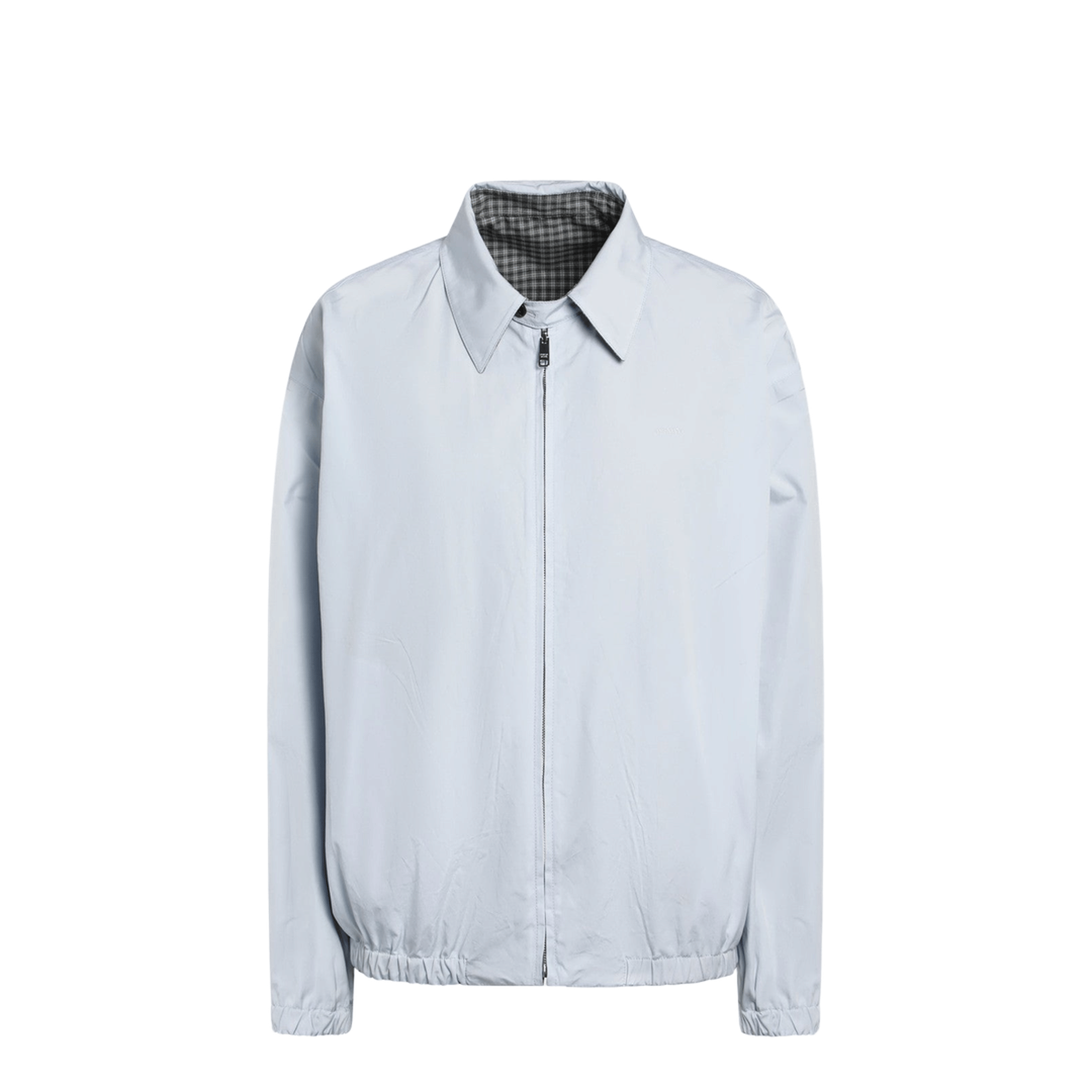 Prada Reversible Light Blue Jacket with Check Pattern