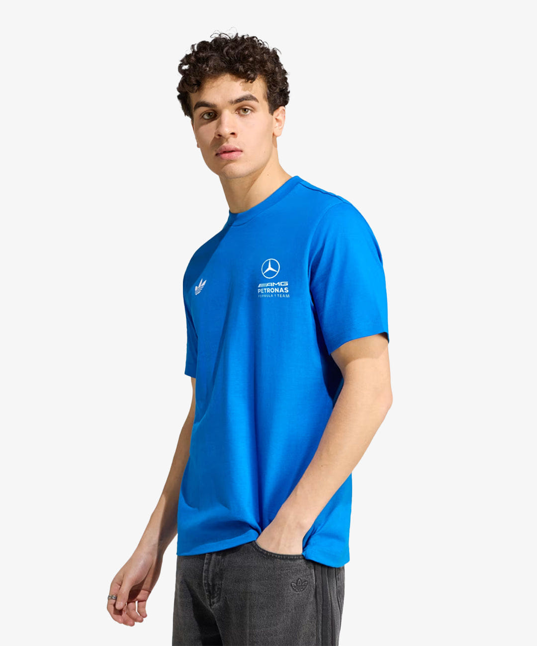 ADIDAS | MERCEDES - AMG PETRONAS FORMULA 1 TEAM BLUE WONDER T-Shirt { BLUE BIRD/WHITE