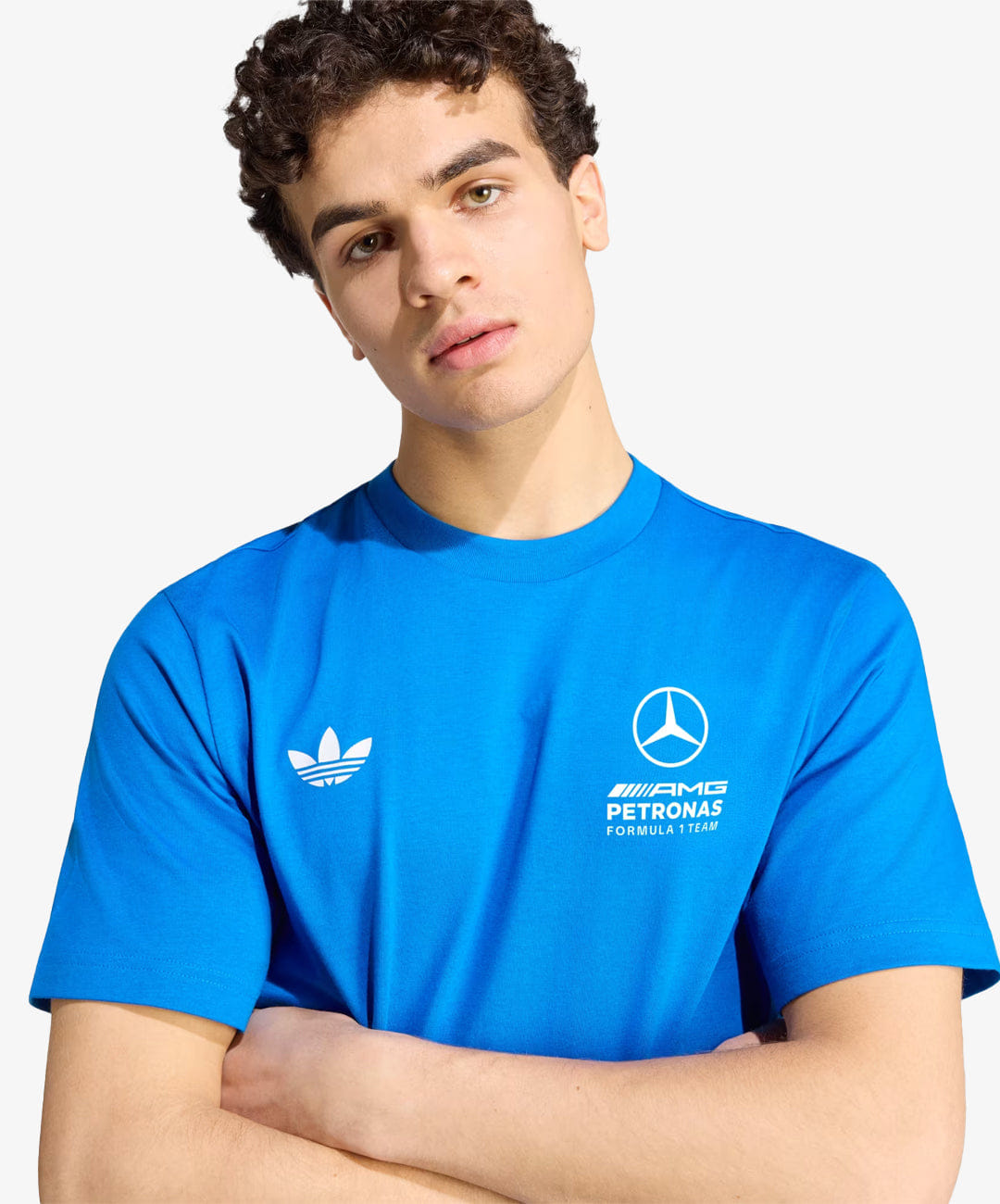ADIDAS | MERCEDES - AMG PETRONAS FORMULA 1 TEAM BLUE WONDER T-Shirt { BLUE BIRD/WHITE