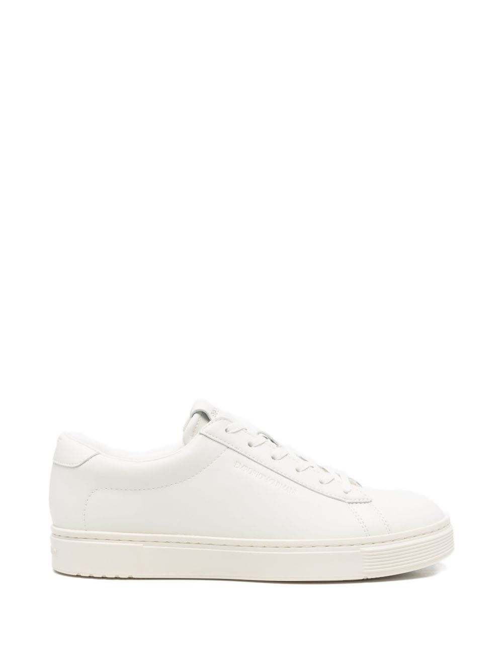 Emporio Armani Logo - Detail Leather Sneaker — White