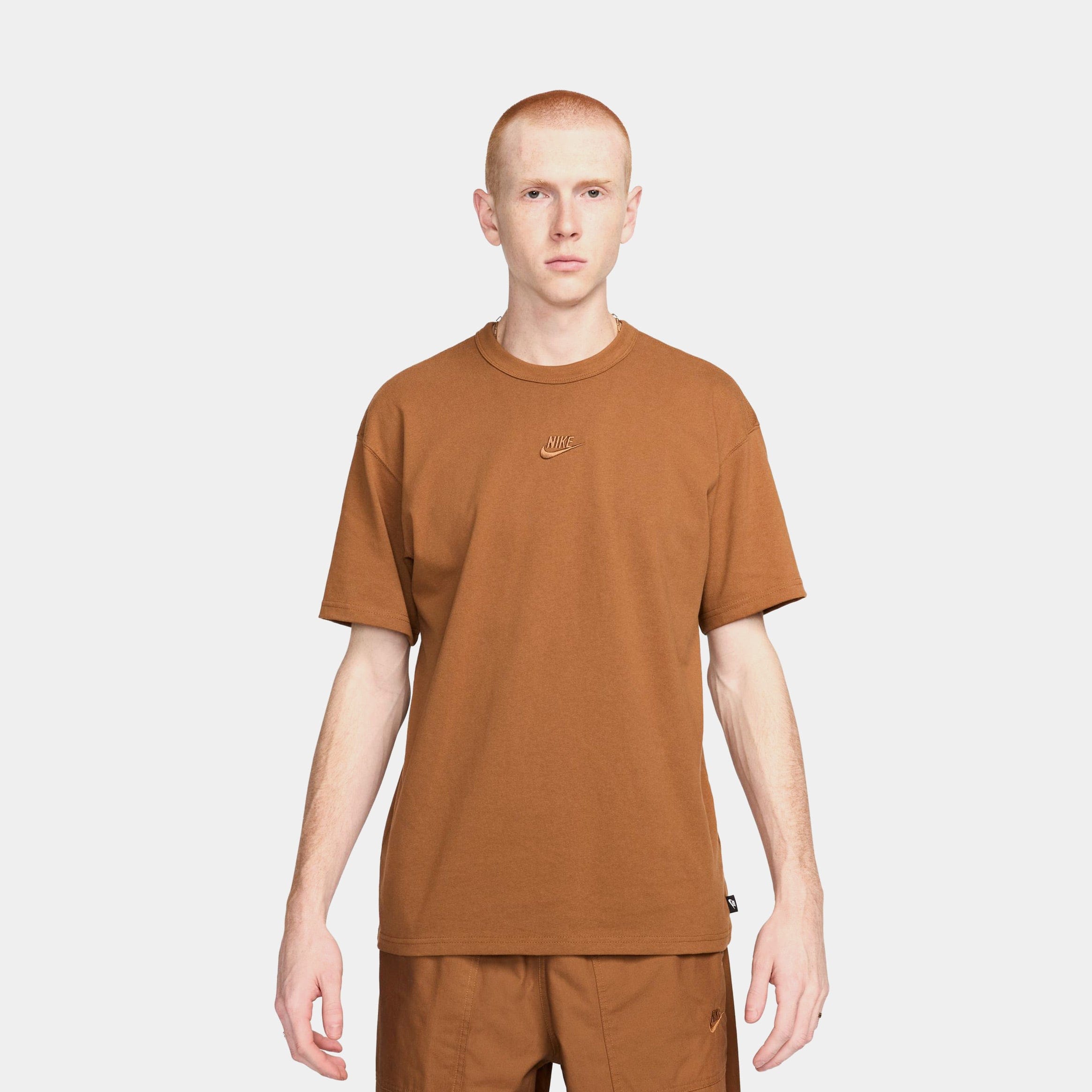Nike NSW Premium Essentials Mens Short Sleeve Shirt (Brown)