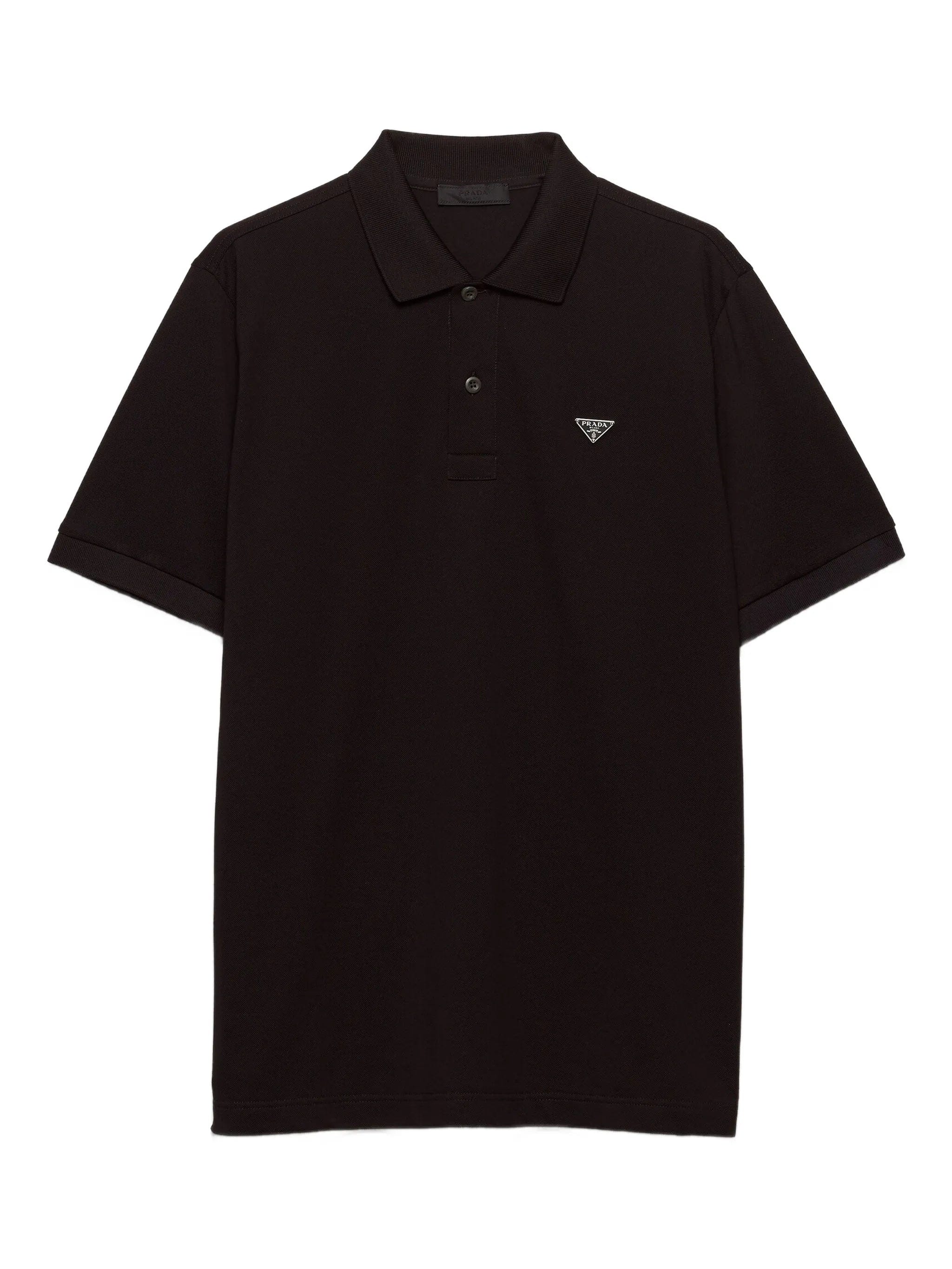 Prada ribbed knit triangle logo polo shirt