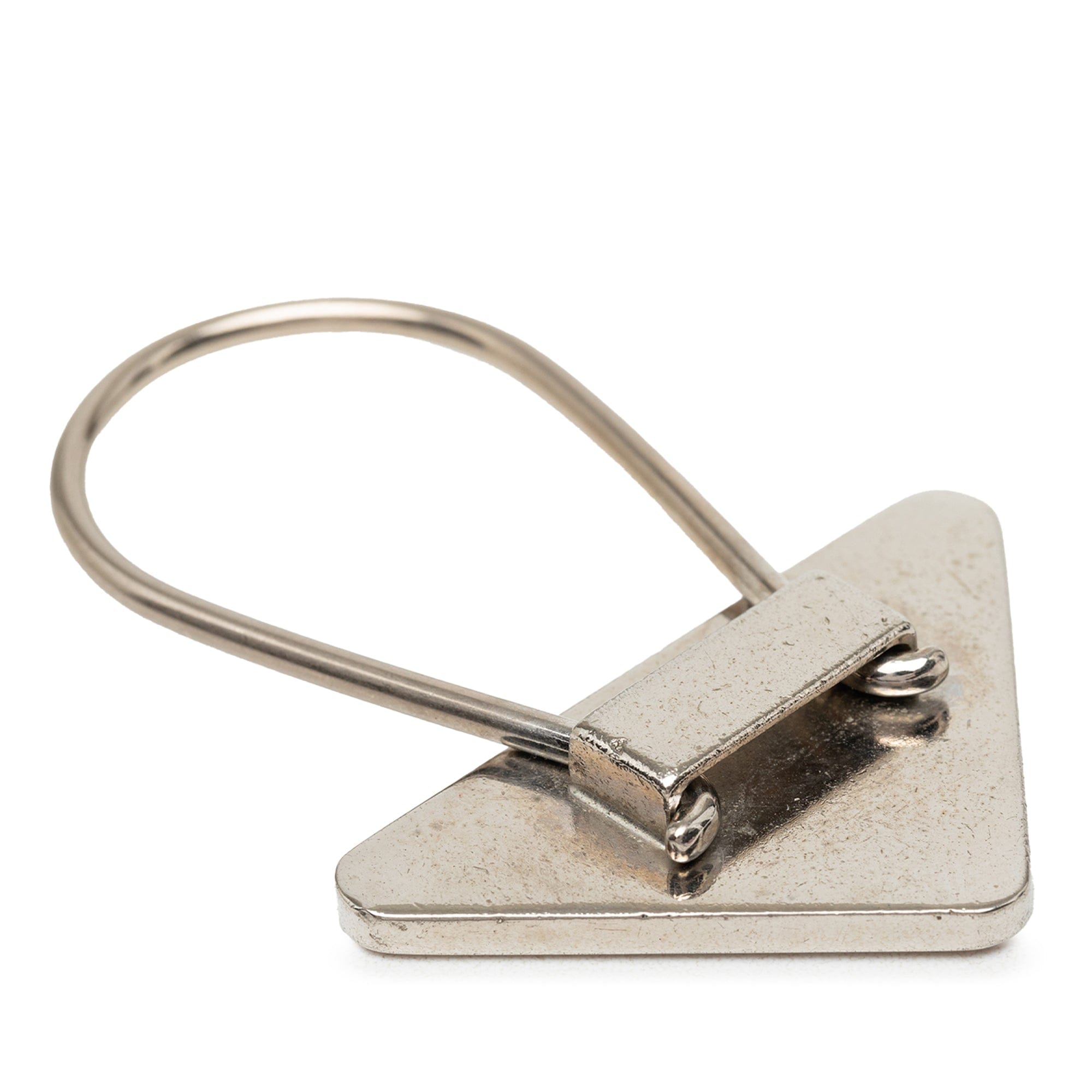 Prada Brass Enamel Triangle Logo Key Chain