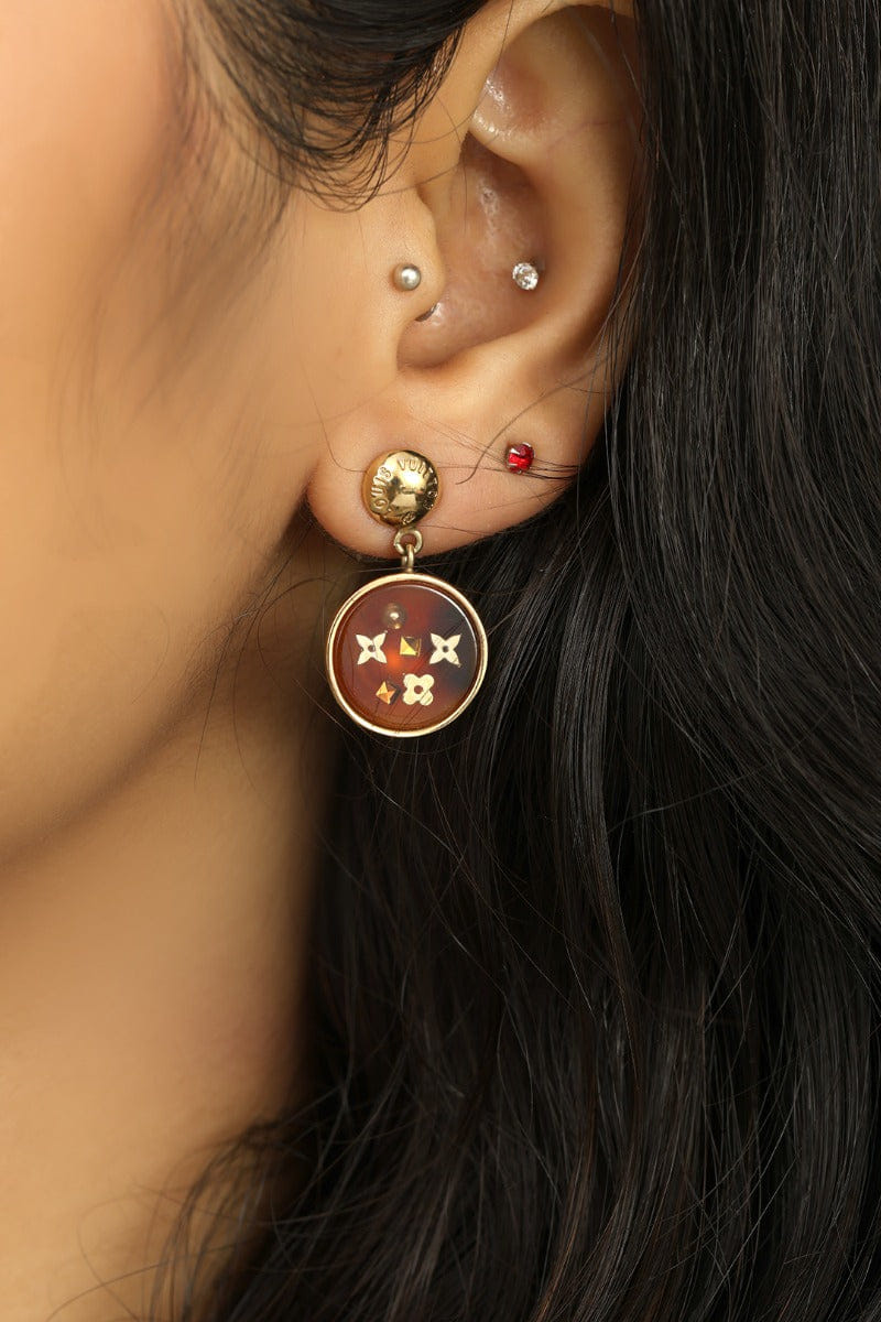 Louis Vuitton Logo Metal Inclusion Earrings