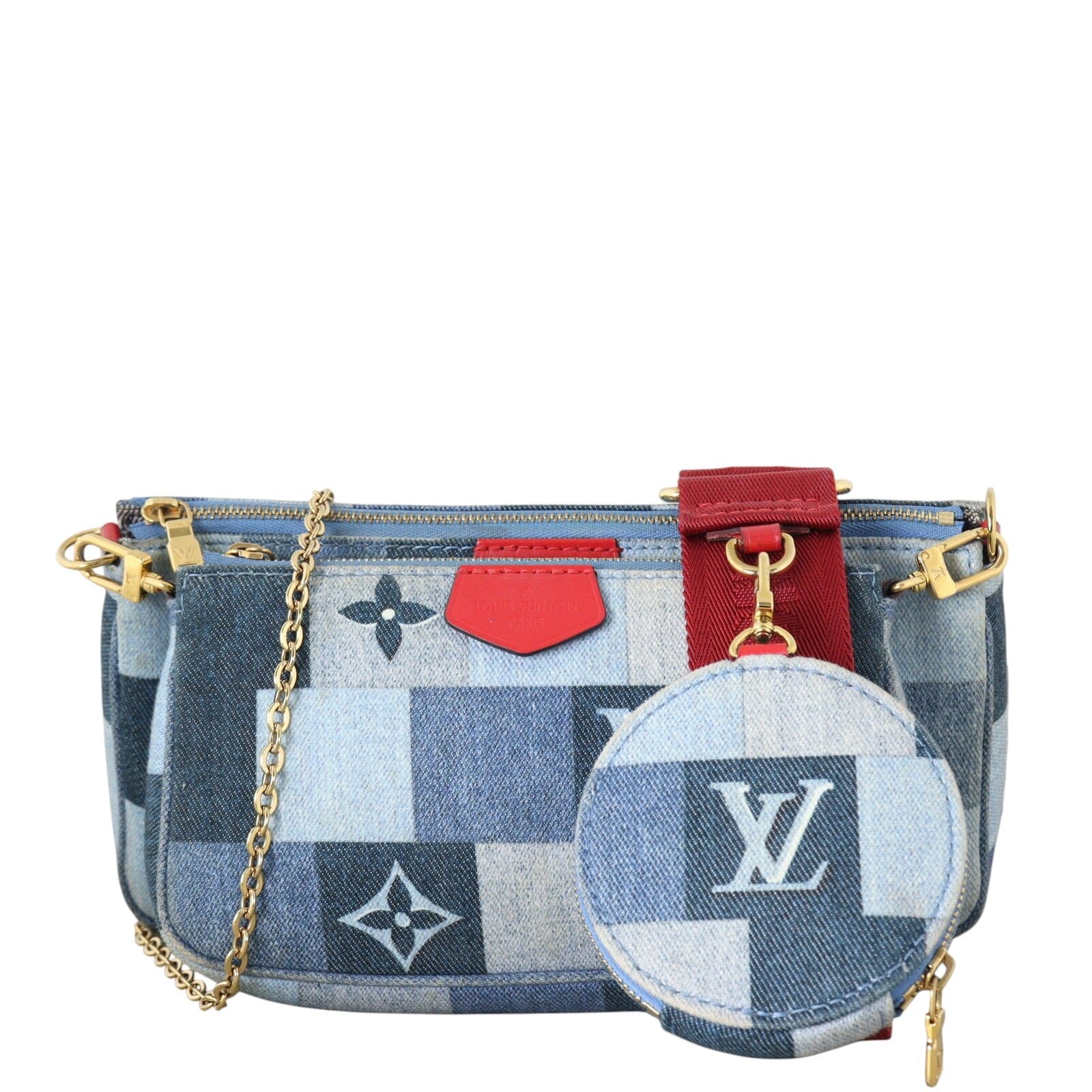 Louis Vuitton Multi Pochette Accessories Denim Rouge