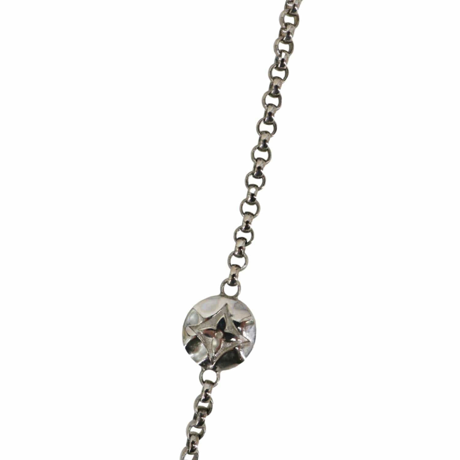 LOUIS VUITTON LV Initials Metal Chain Necklace Silver
