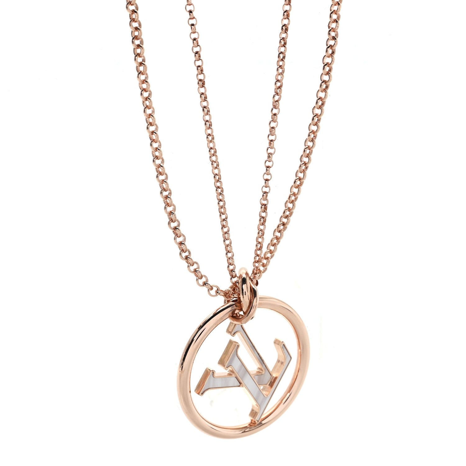 Louis Vuitton Metal Enamel LV Stellar Long Necklace Rose Gold