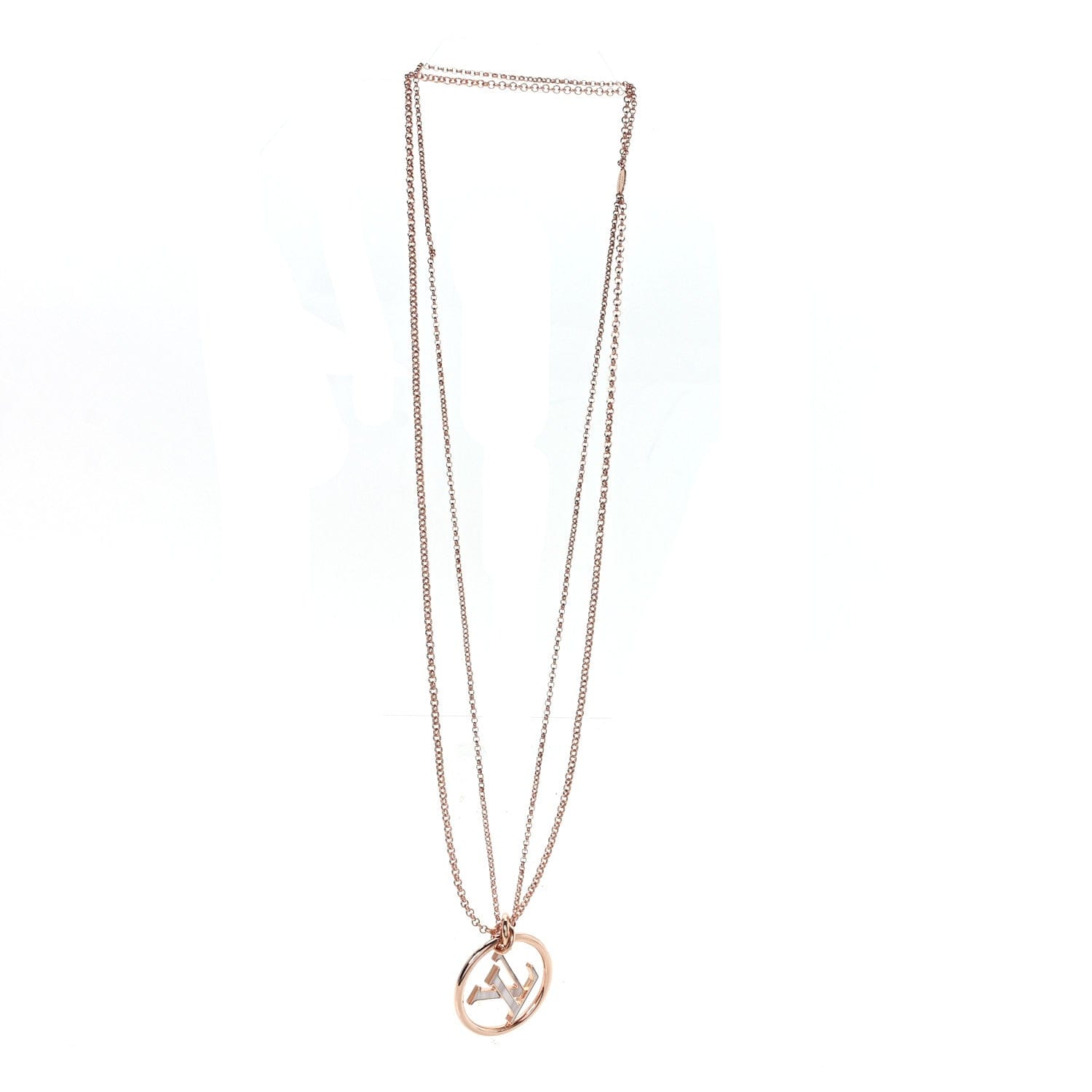 Louis Vuitton Metal Enamel LV Stellar Long Necklace Rose Gold
