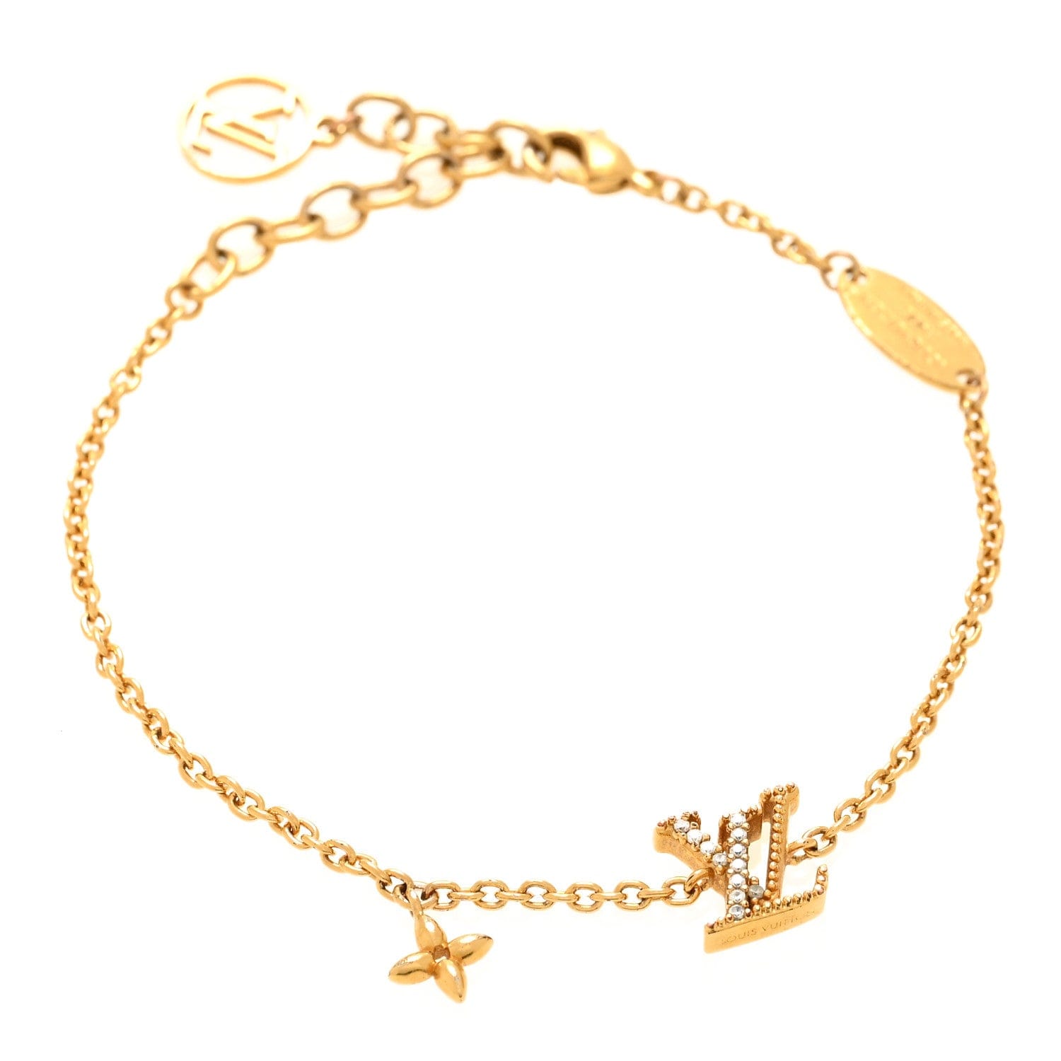 Louis Vuitton Metal Crystal LV Iconic Bracelet Gold