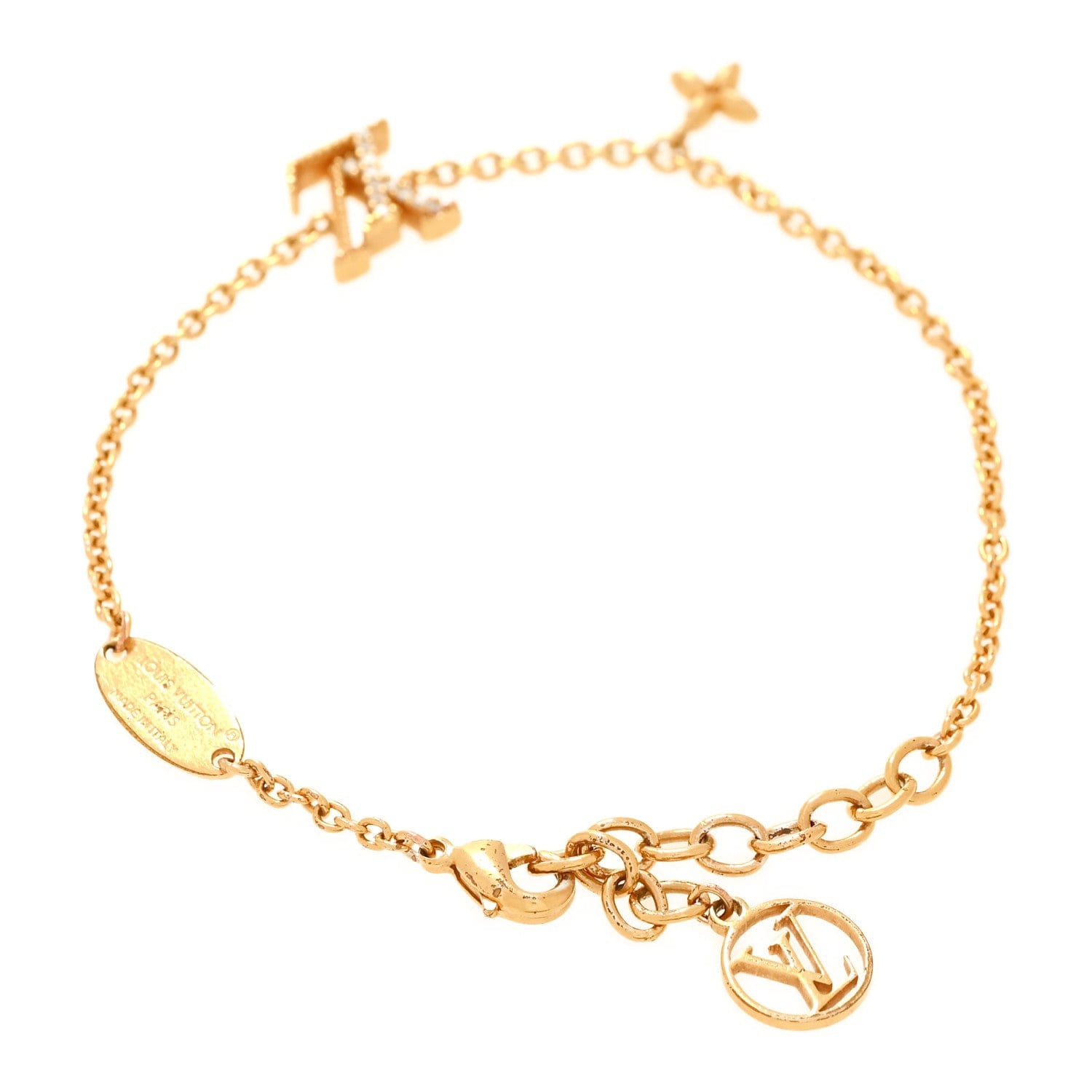 Louis Vuitton Metal Crystal LV Iconic Bracelet Gold