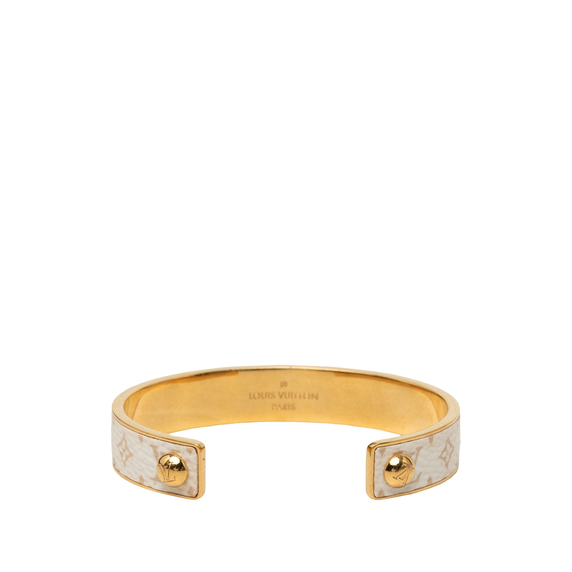 Louis Vuitton Gold Tone Monogram Jonc Cuff Bracelet