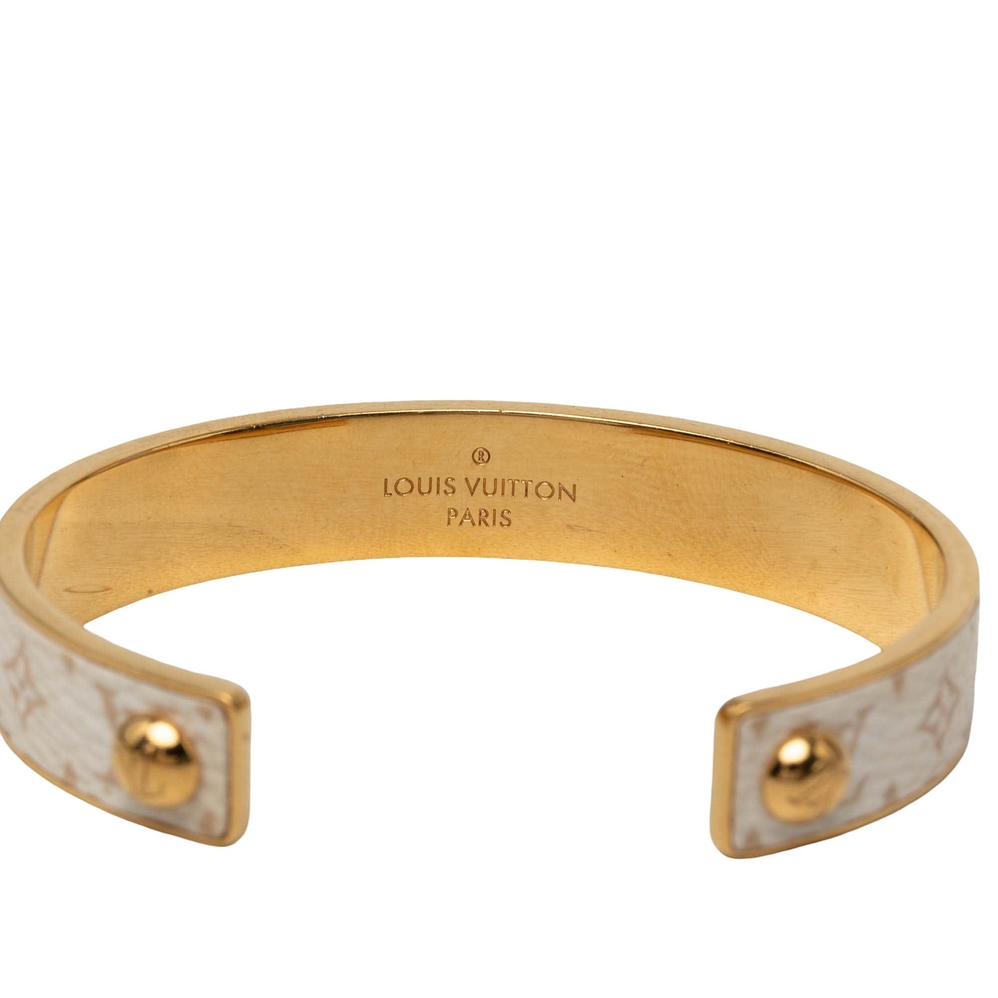 Louis Vuitton Gold Tone Monogram Jonc Cuff Bracelet