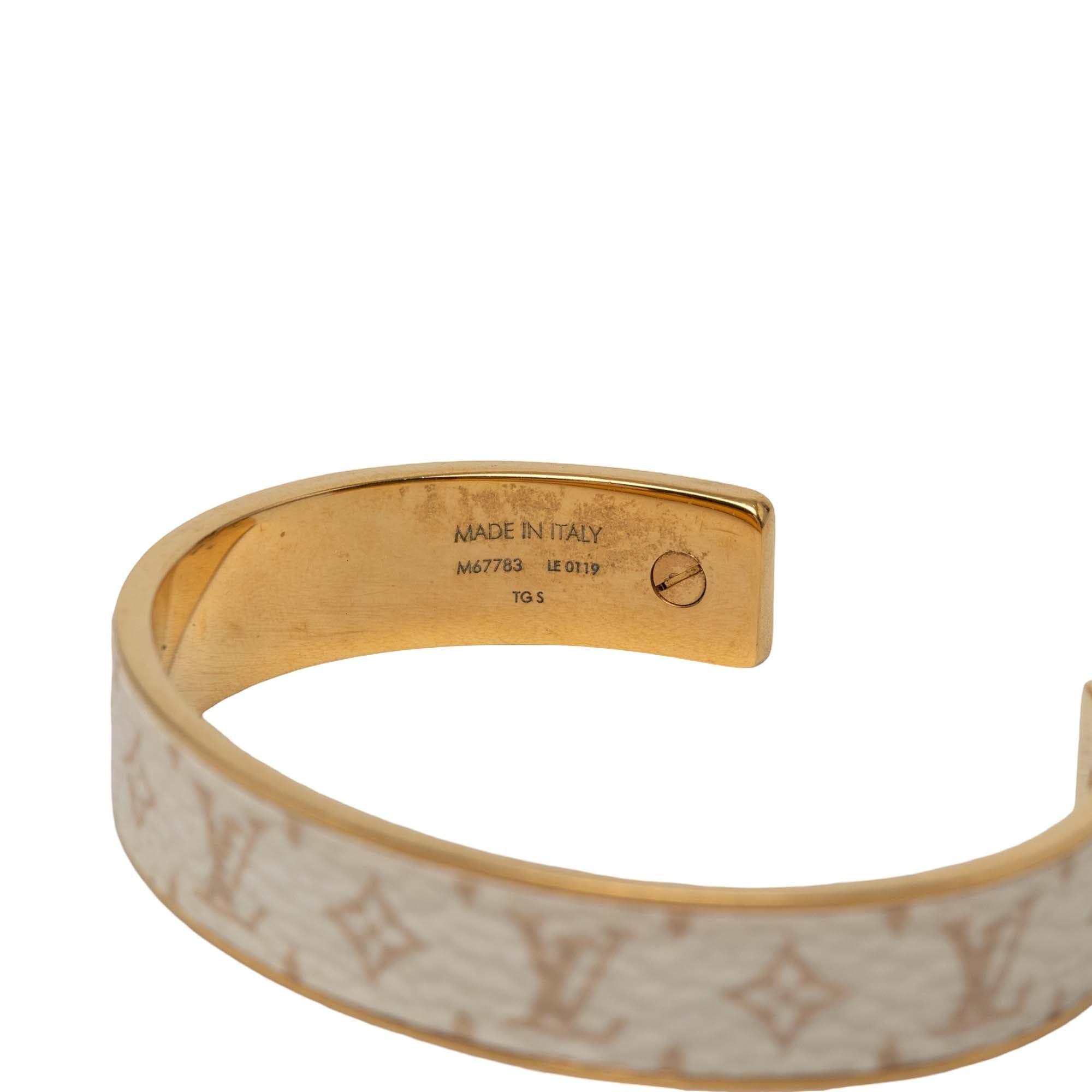 Louis Vuitton Gold Tone Monogram Jonc Cuff Bracelet