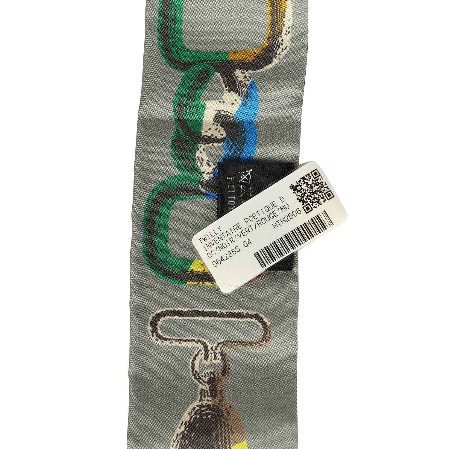 Hermes Inventaire Poetique De Brides A Bloc Black, Vert, Rouge Multi Silk Twilly Pair