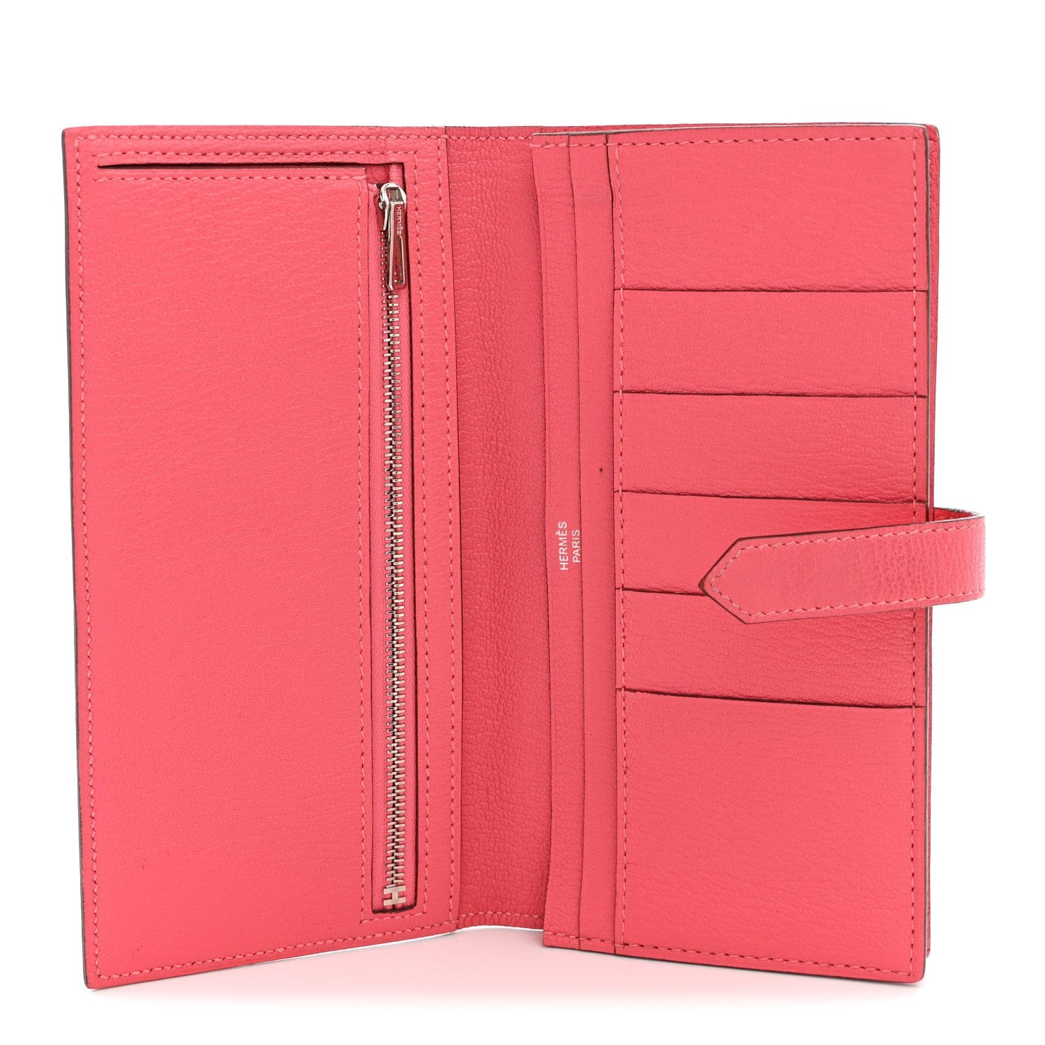 Hermes Chèvre Mysore Bearn Gusset Wallet Rose Lipstick